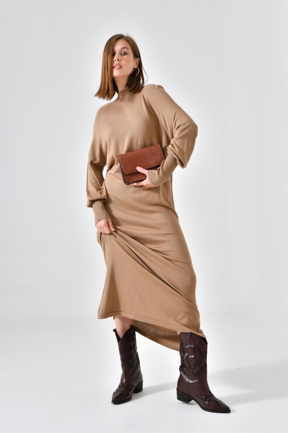 FTZ Women Kadın Düz Basic Tunik  Beige 20677