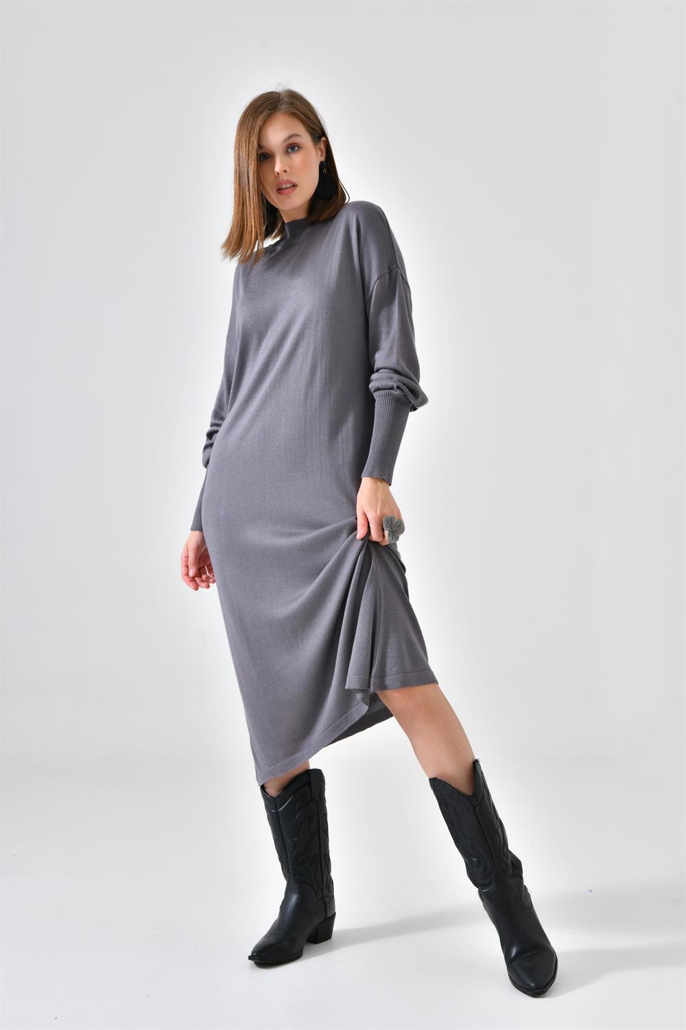 FTZ Women Kadın DÜz Basic Tunik  Gri 20678