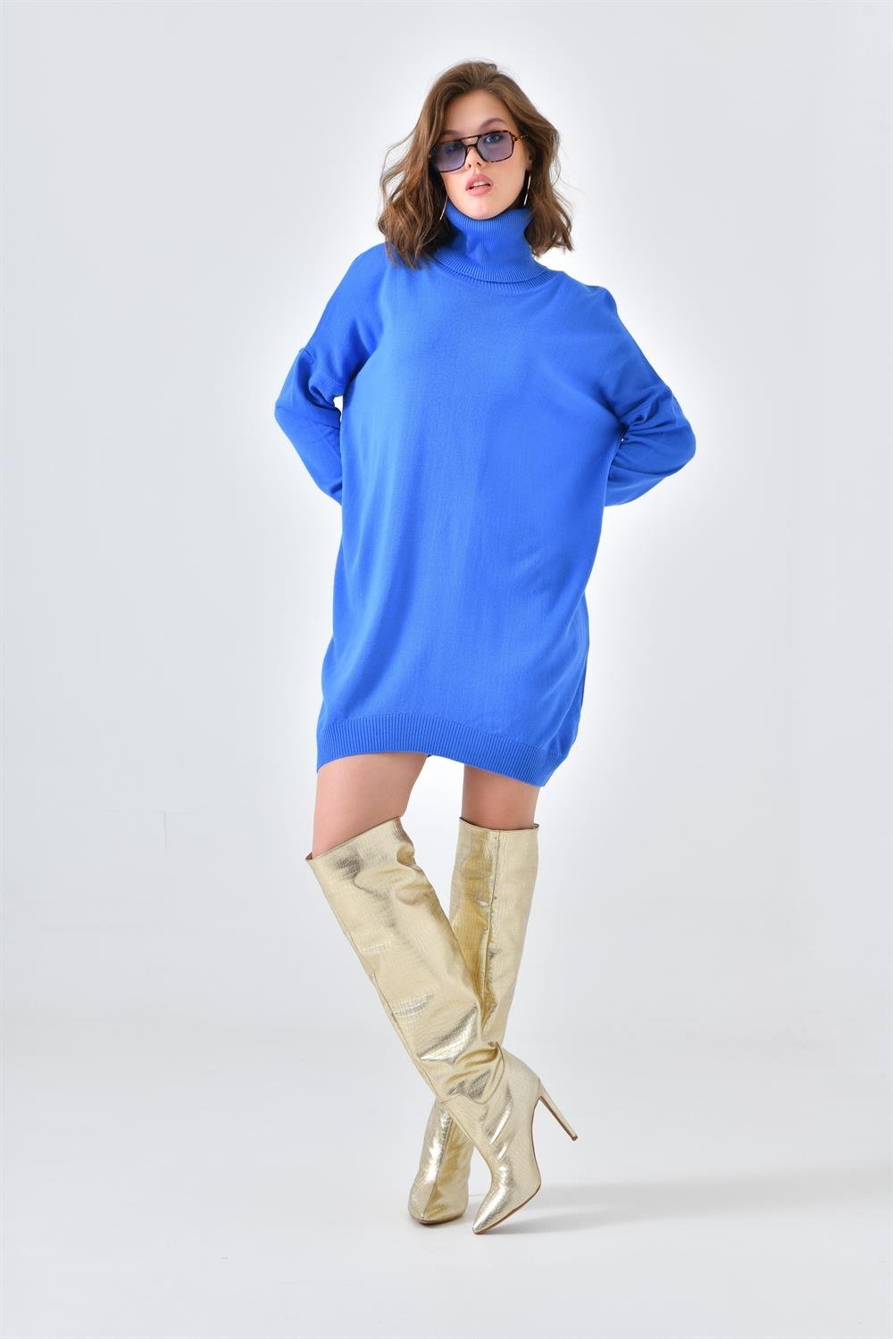 FTZ Women Kadın Düz Basic Tunik  Mavi 20489