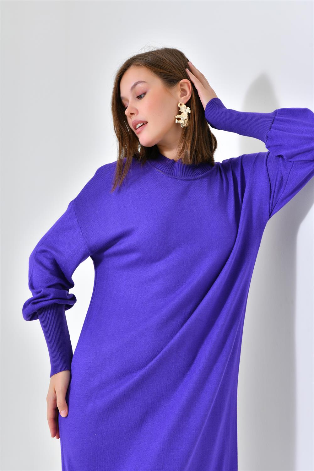FTZ Women Kadın DÜz Basic Tunik  Mor 20678