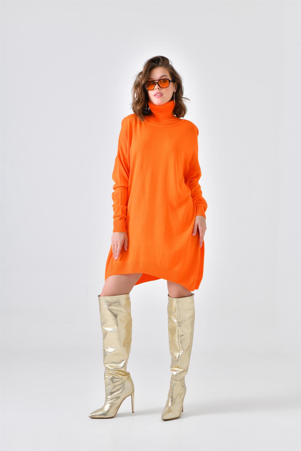 FTZ Women Kadın Düz Basic Tunik  Orange 20489