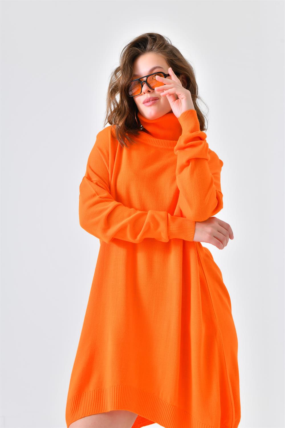 FTZ Women Kadın Düz Basic Tunik  Orange 20489