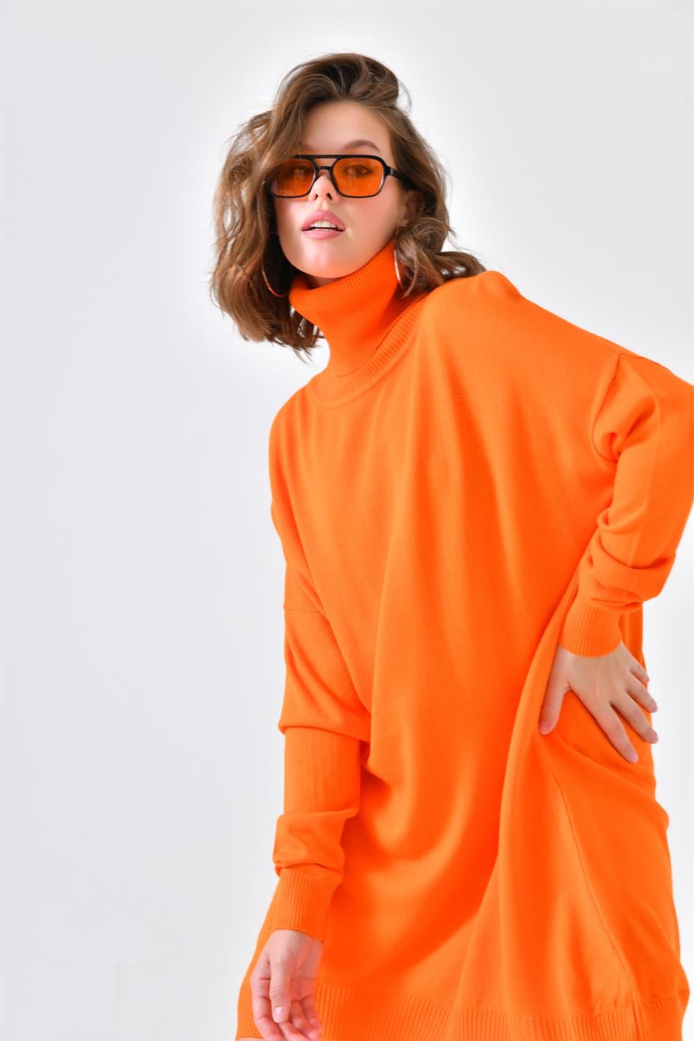 FTZ Women Kadın Düz Basic Tunik  Orange 20489