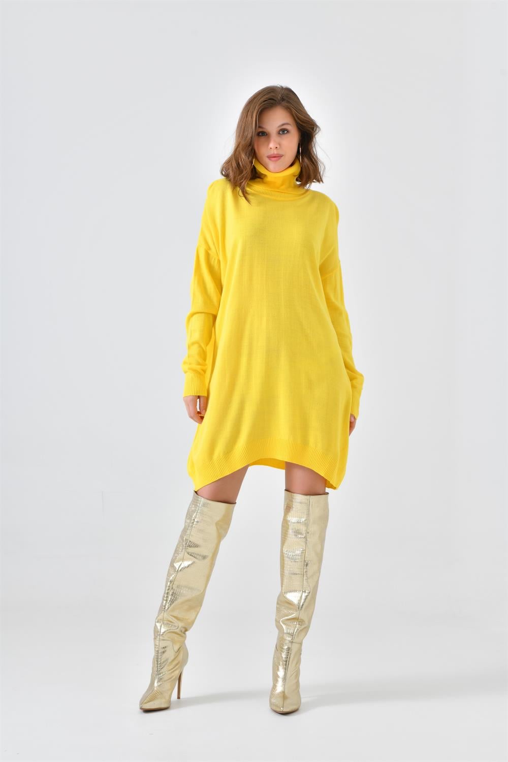 FTZ Women Kadın Düz Basic Tunik  Sarı 20489