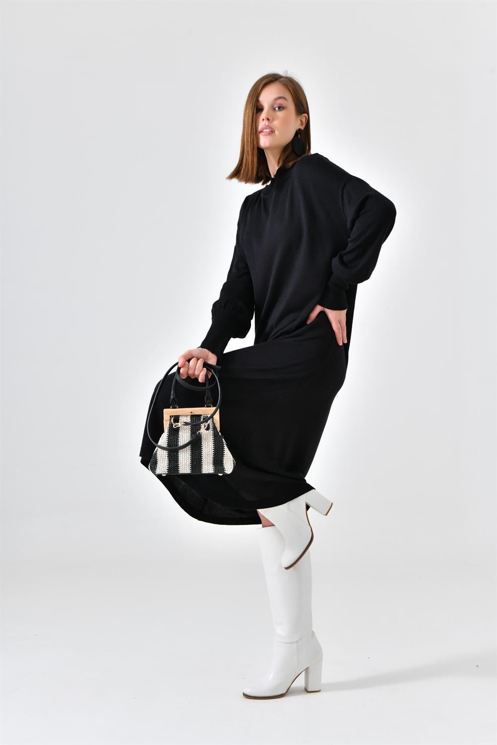 FTZ Women Kadın DÜz Basic Tunik  Siyah 20678