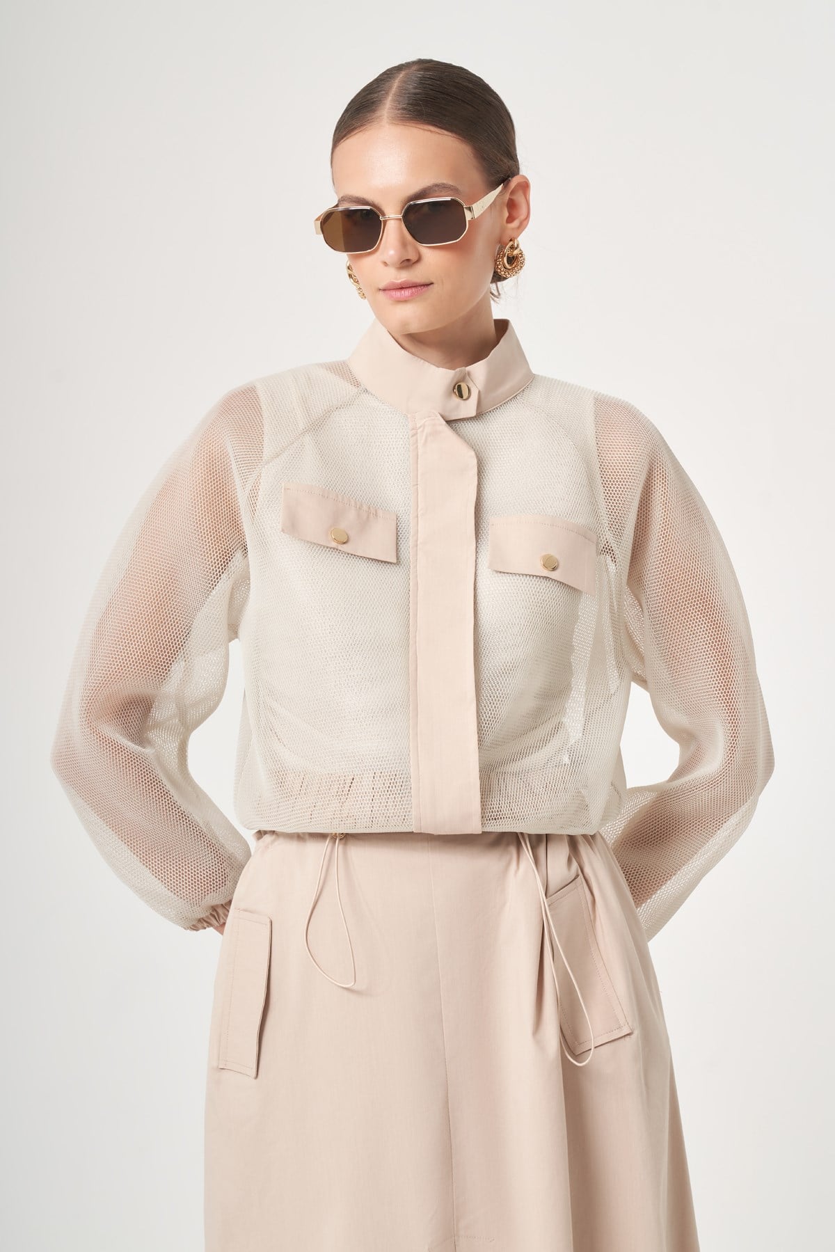FTZ Women Kadın File Detay Etekli Takım  Beige 31448