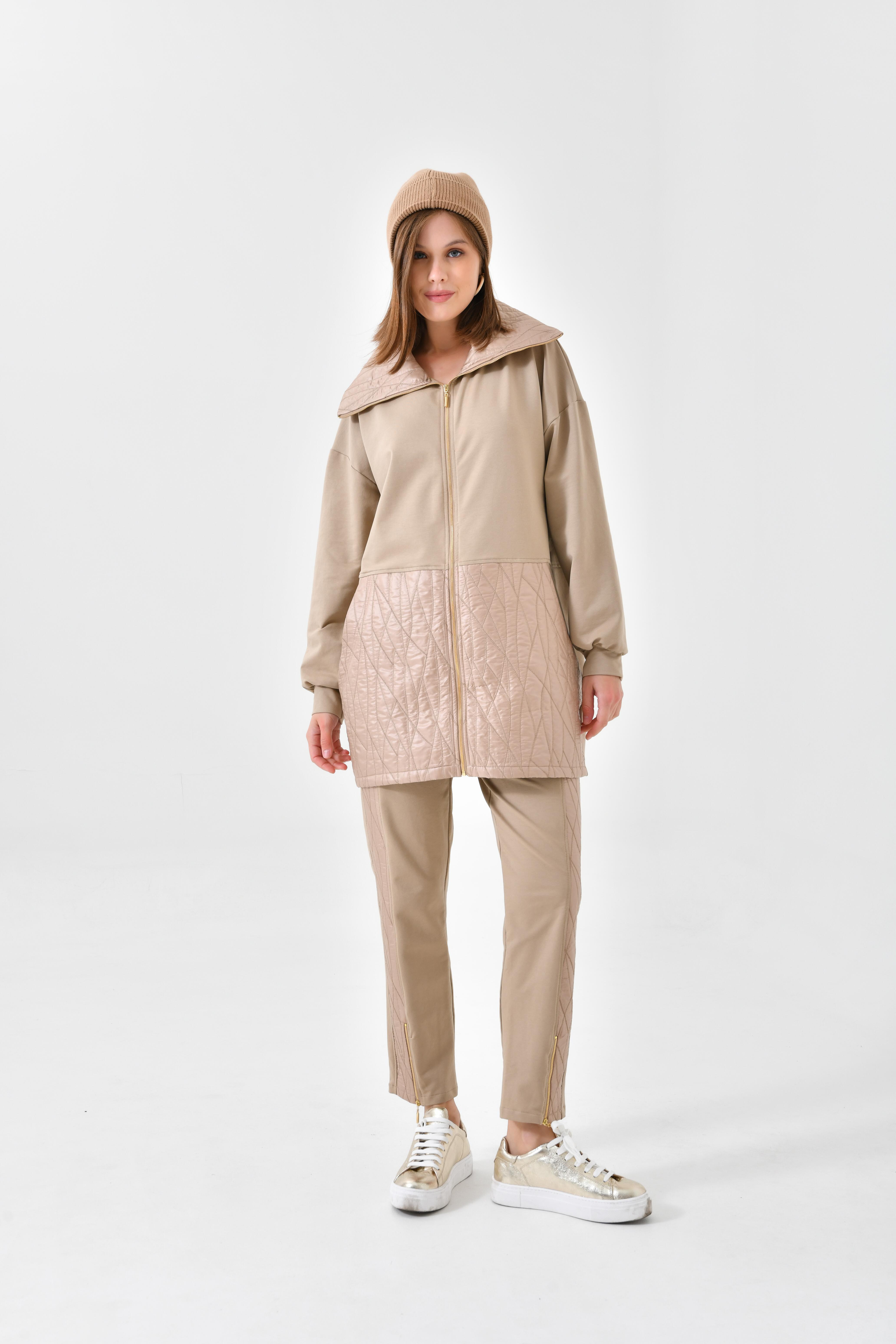 FTZ Women Kadın İki İp Kapitoneli Takım  Beige 30614