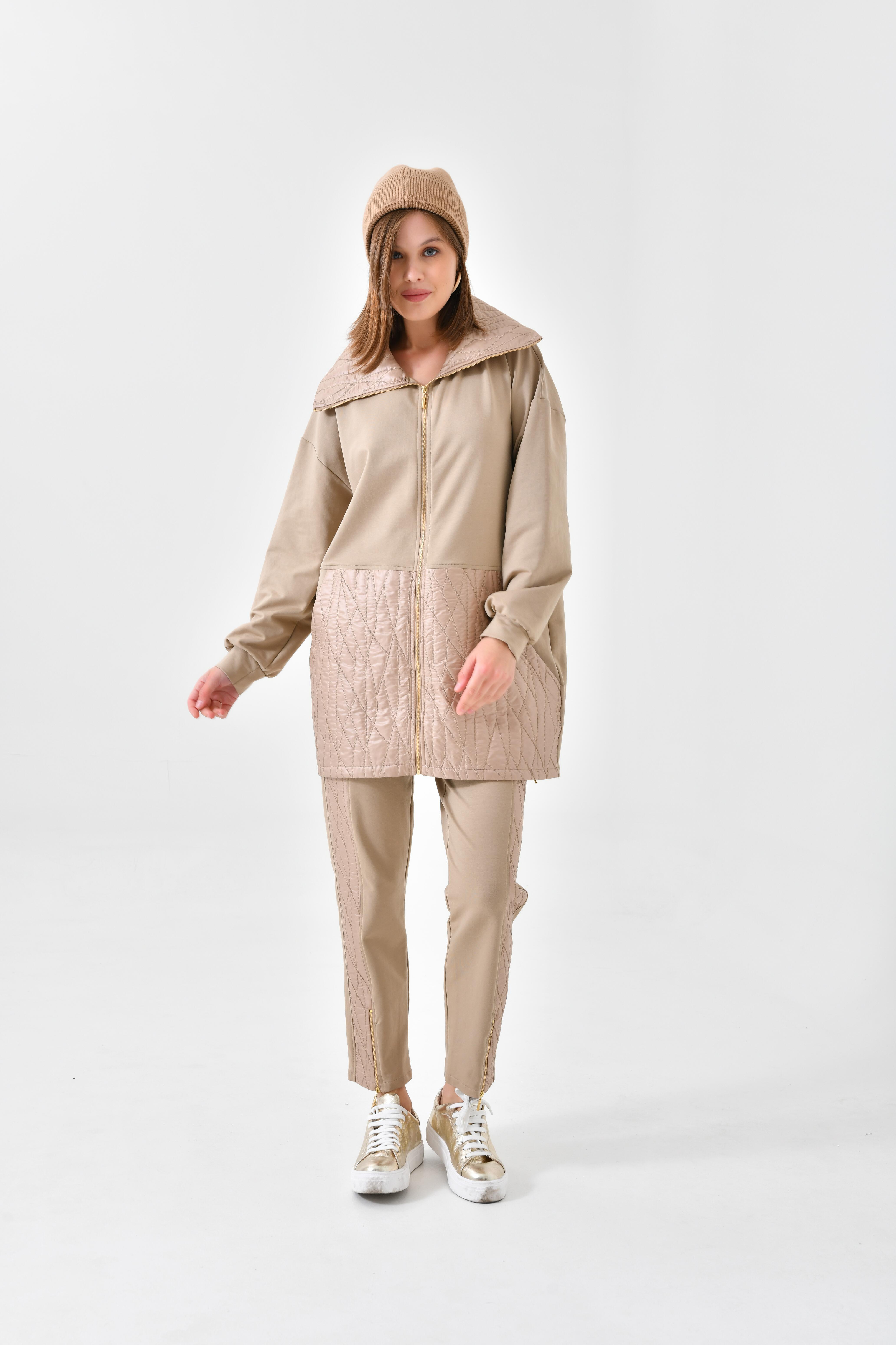 FTZ Women Kadın İki İp Kapitoneli Takım  Beige 30614