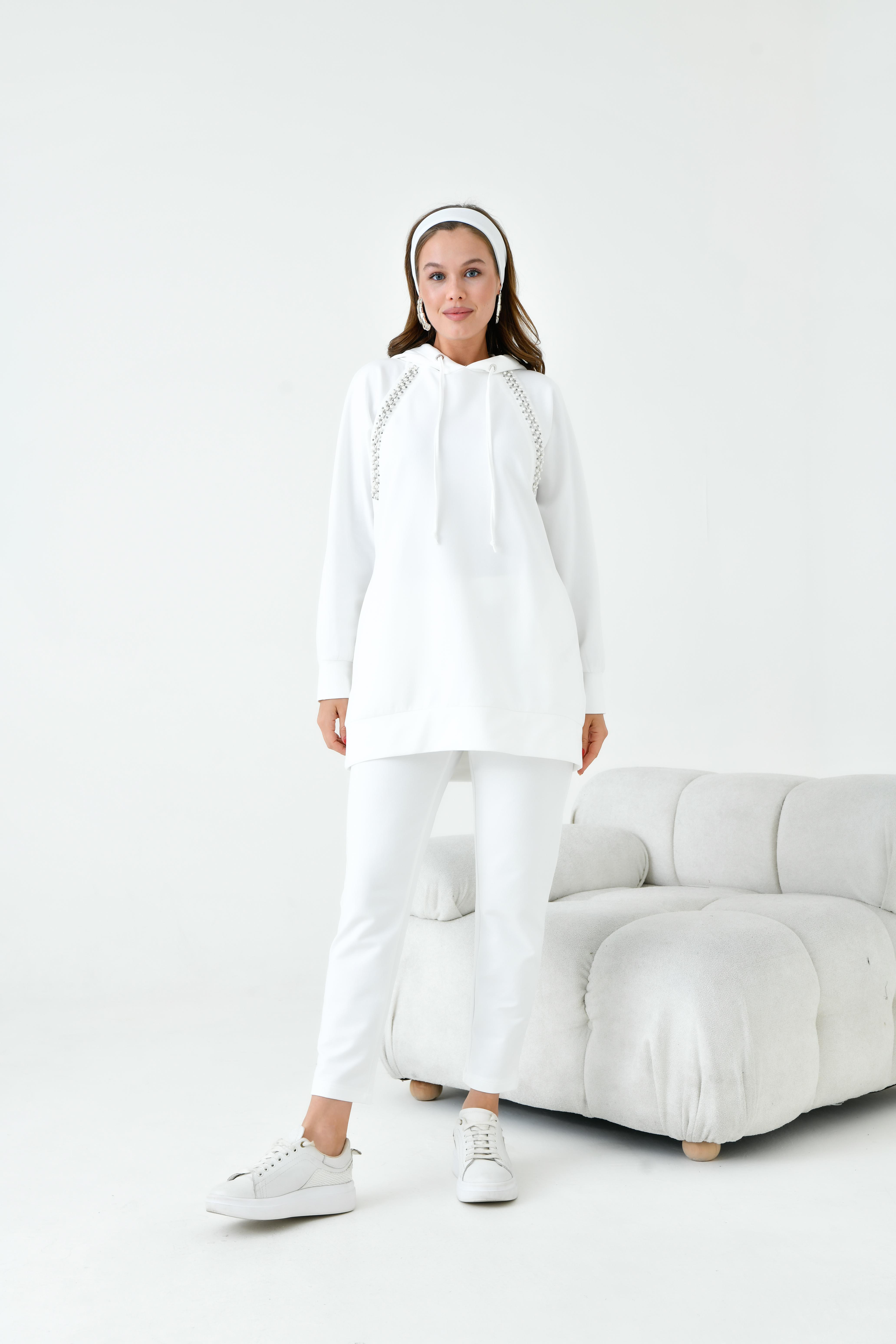 FTZ Women Kadın İki İp Taş Detay Takım  Ekru 30953