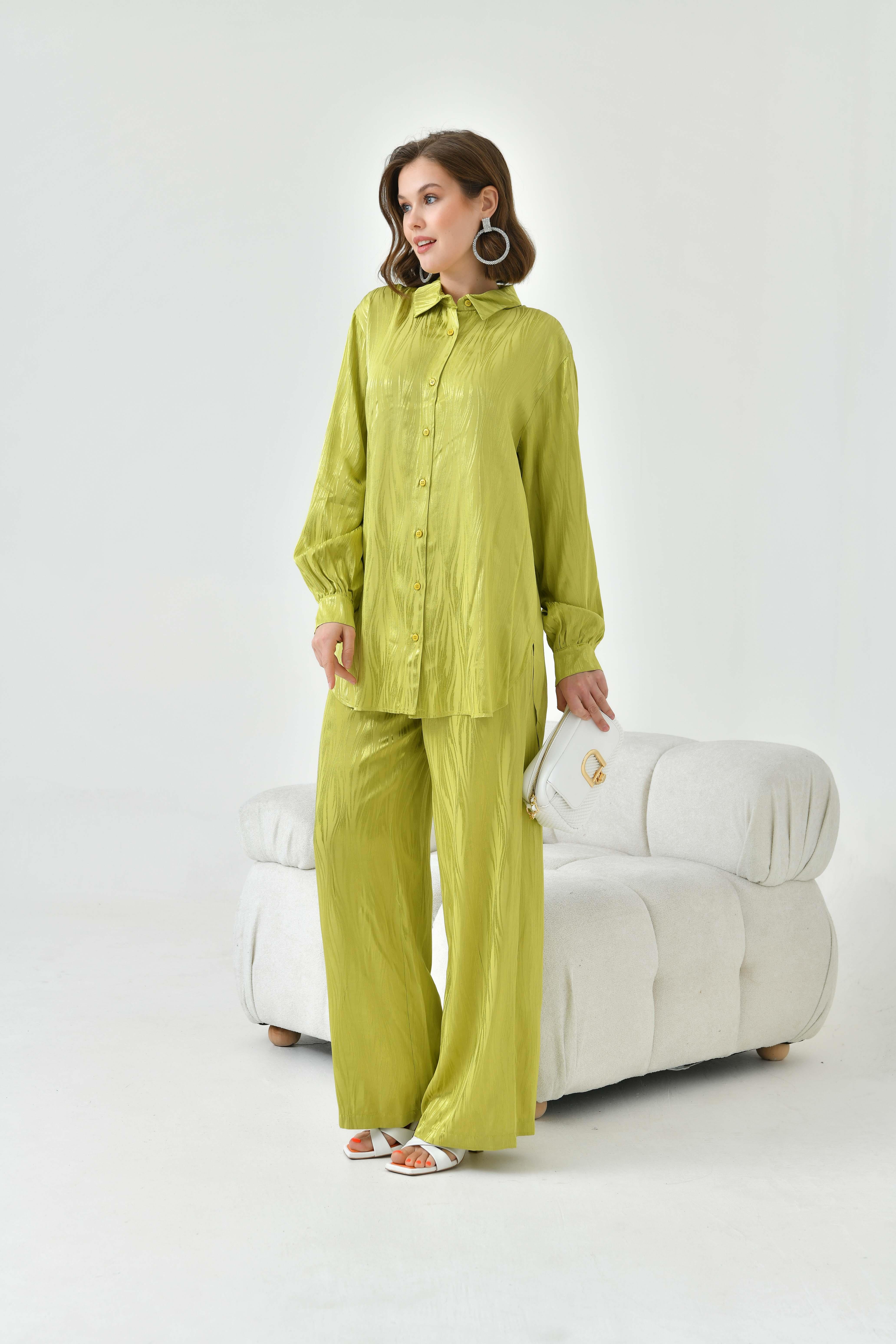 FTZ Women Kadın Jakarlı Pantolonlu Takım  Olive 30778