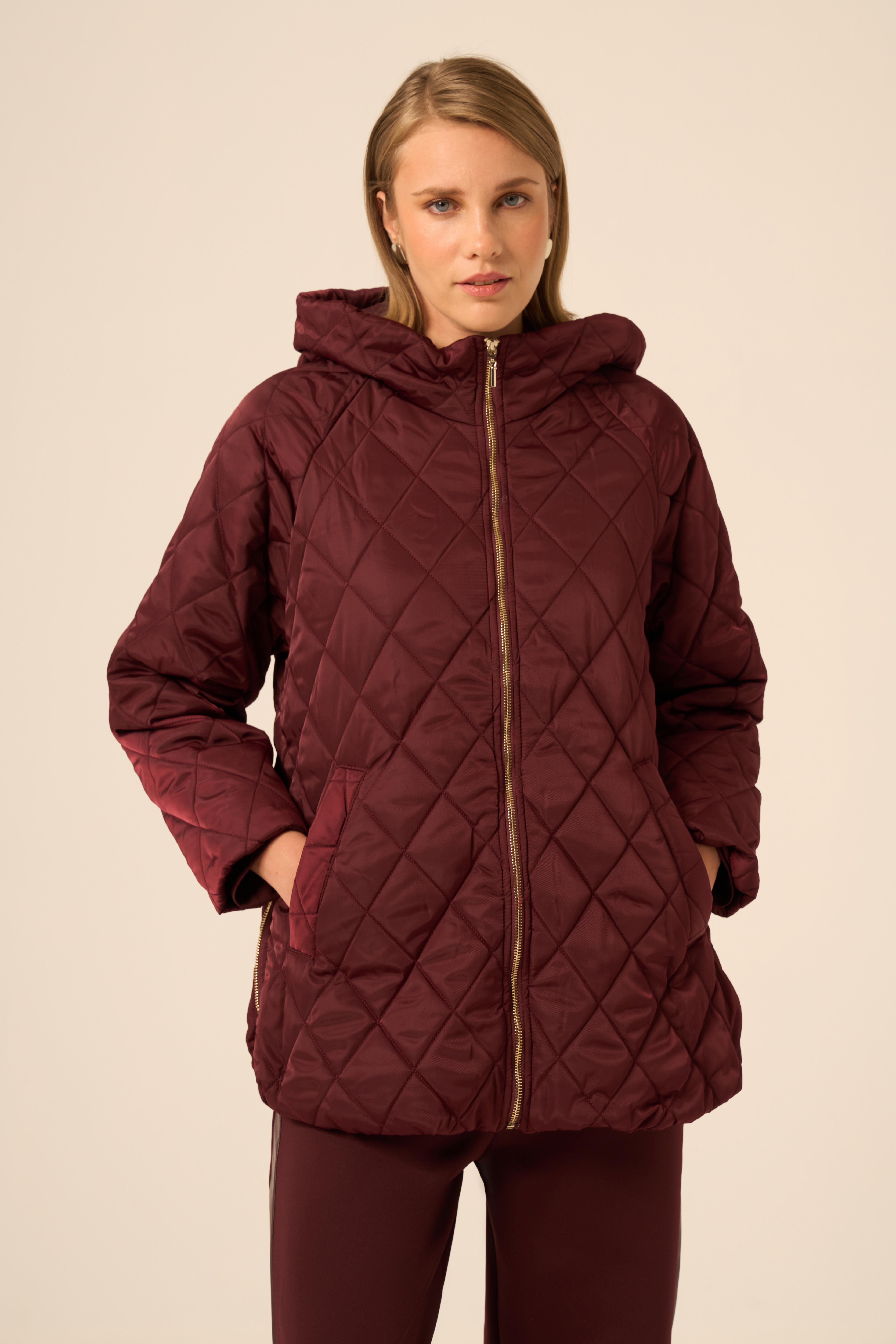 FTZ Women Kadın Kapitone Kaban  Bordo 30966