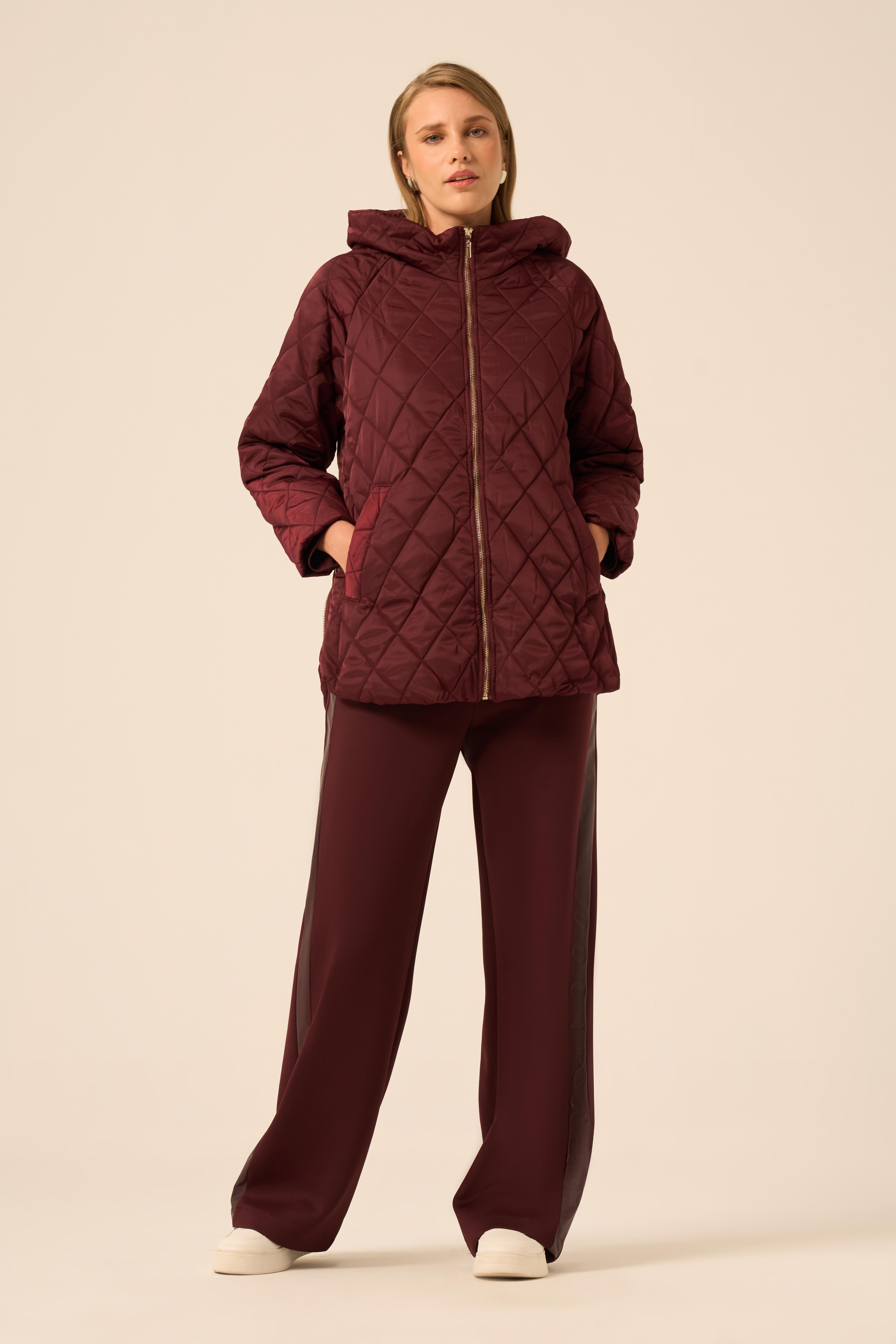 FTZ Women Kadın Kapitone Kaban  Bordo 30966