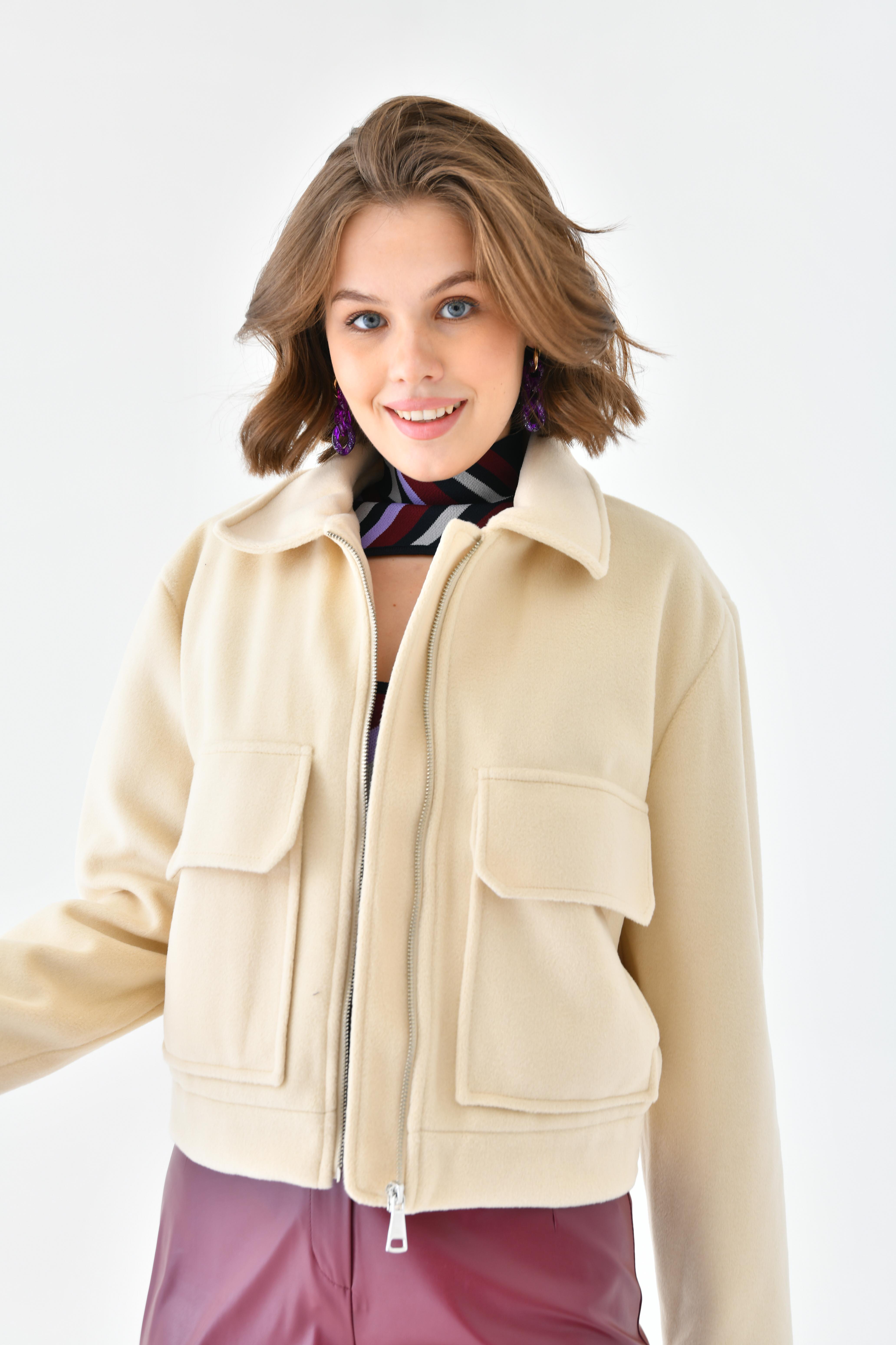 FTZ Women Kadın Kaşe Ceket  Taş RBN4070