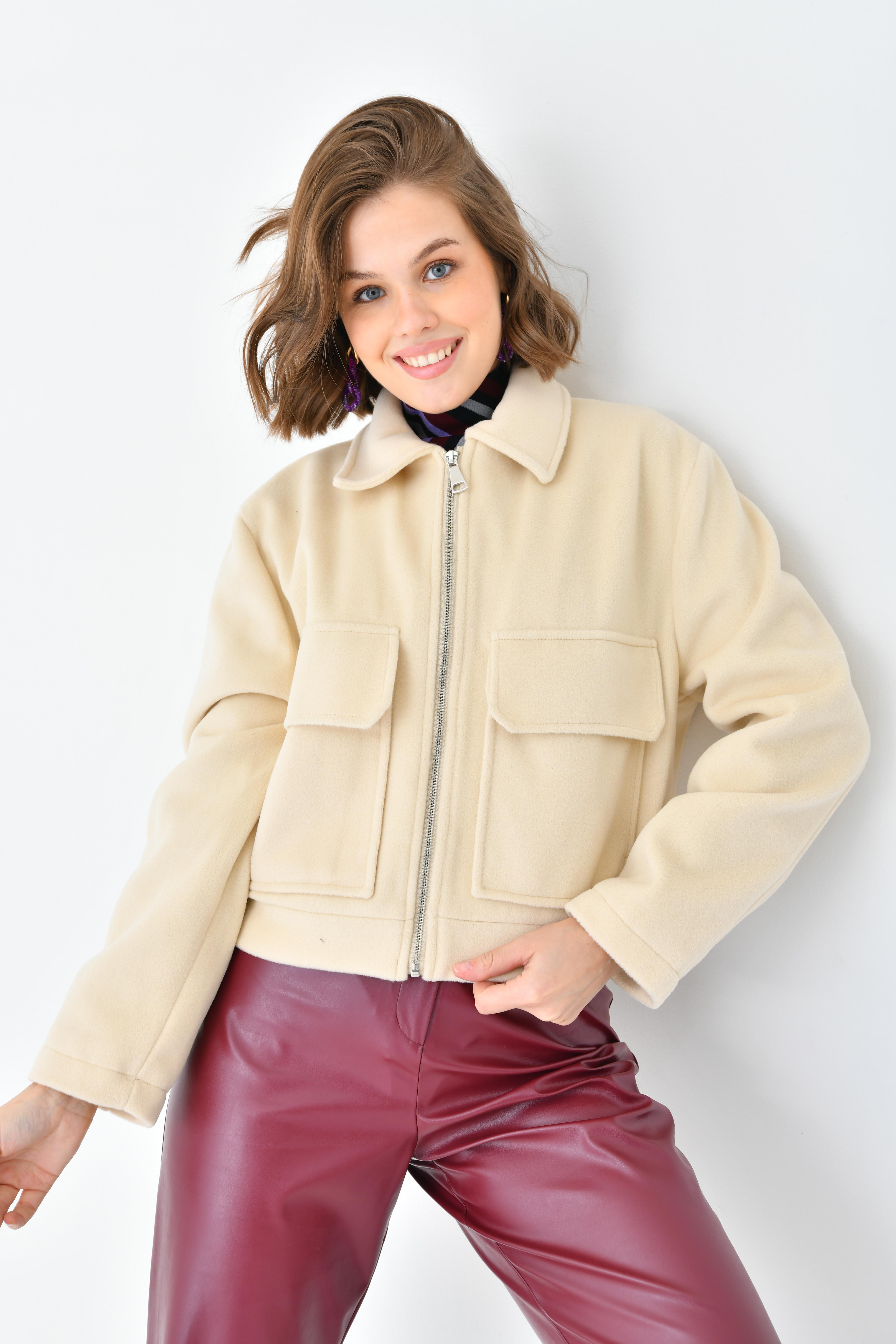 FTZ Women Kadın Kaşe Ceket  Taş RBN4070