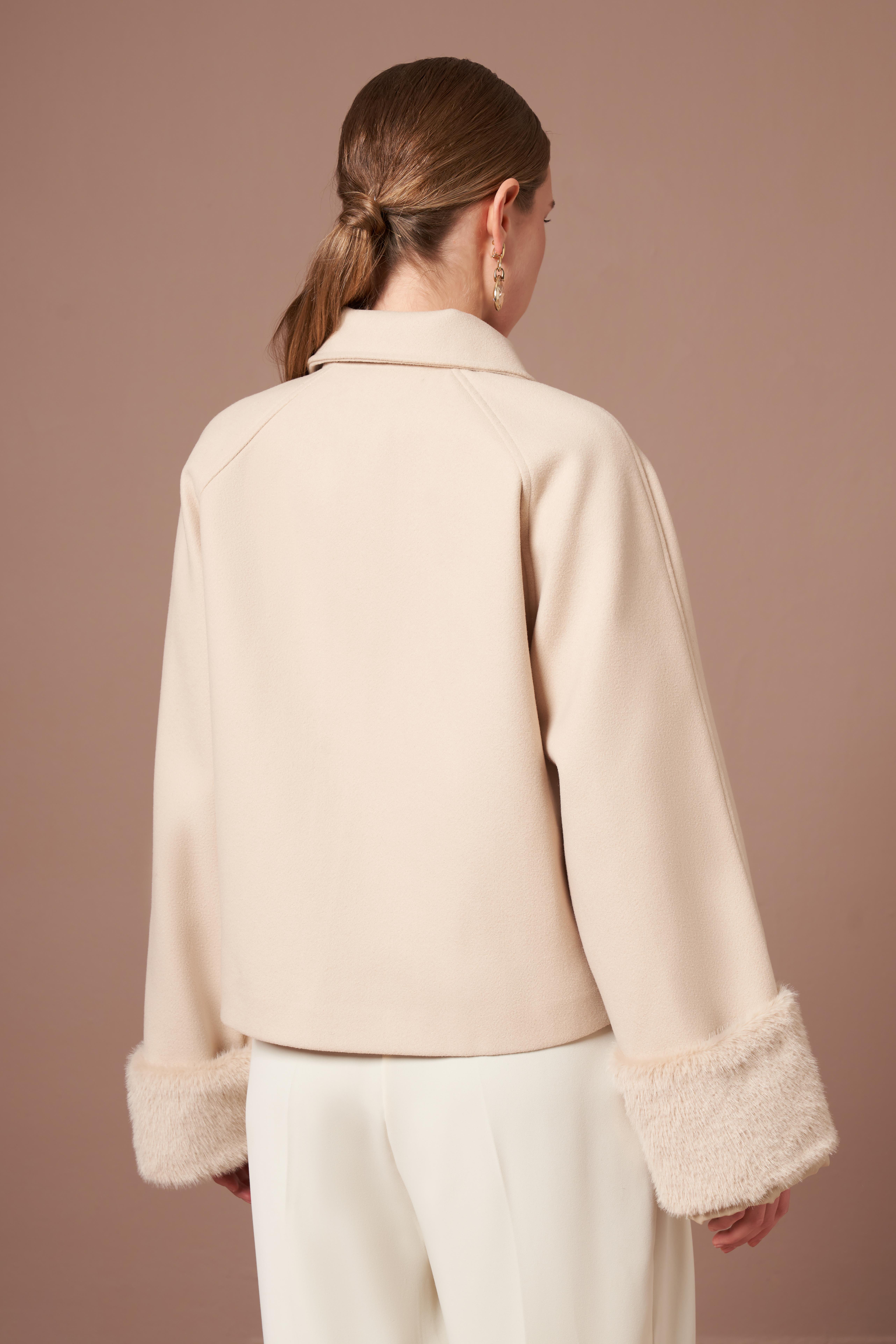 FTZ Women Kadın Kaşe Kısa Kaban  Beige 31279