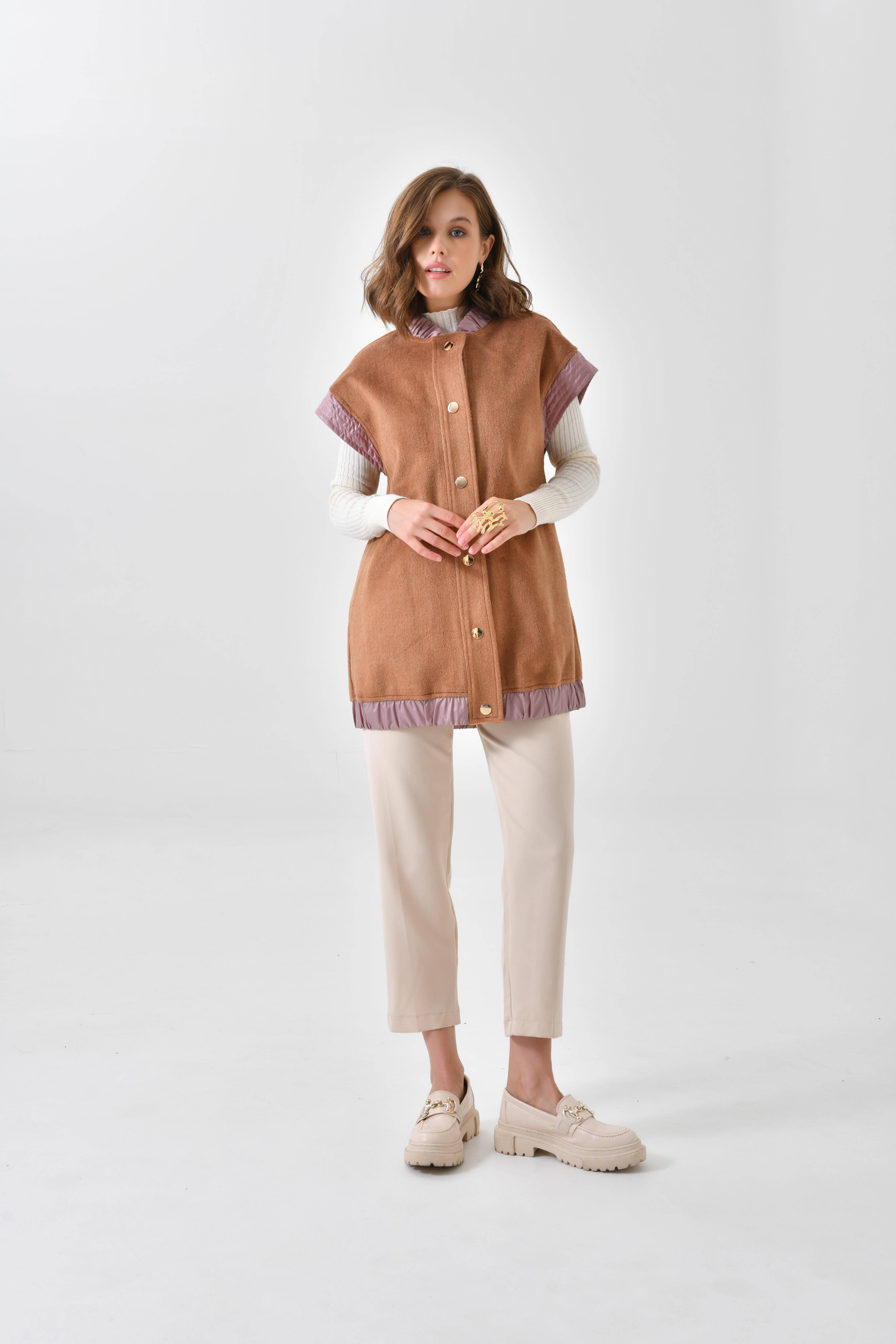 FTZ Women Kadın Kaşe Yelek  Camel 30635