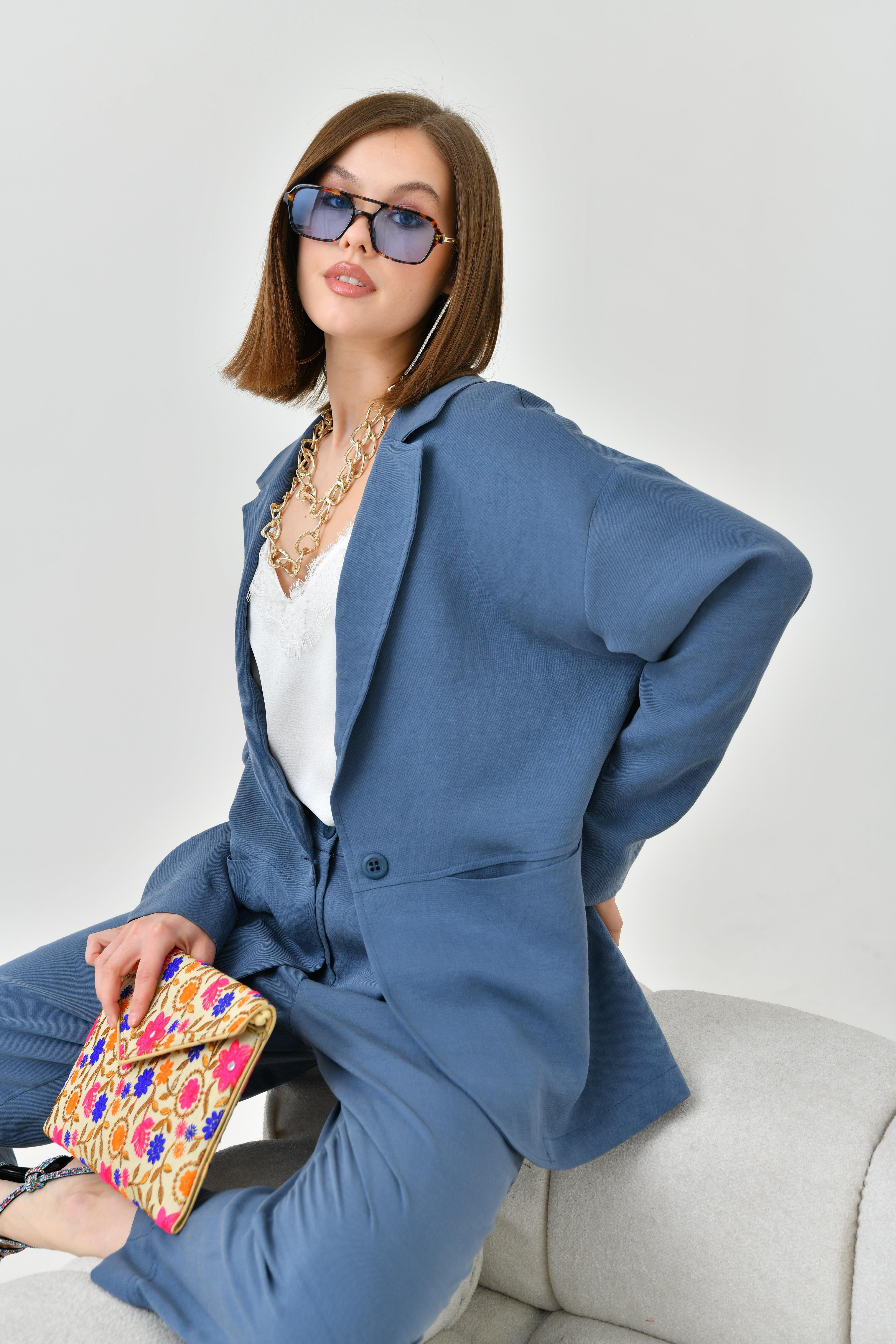 FTZ Women Kadın Begonya Ceketli Takım  İndigo 30777