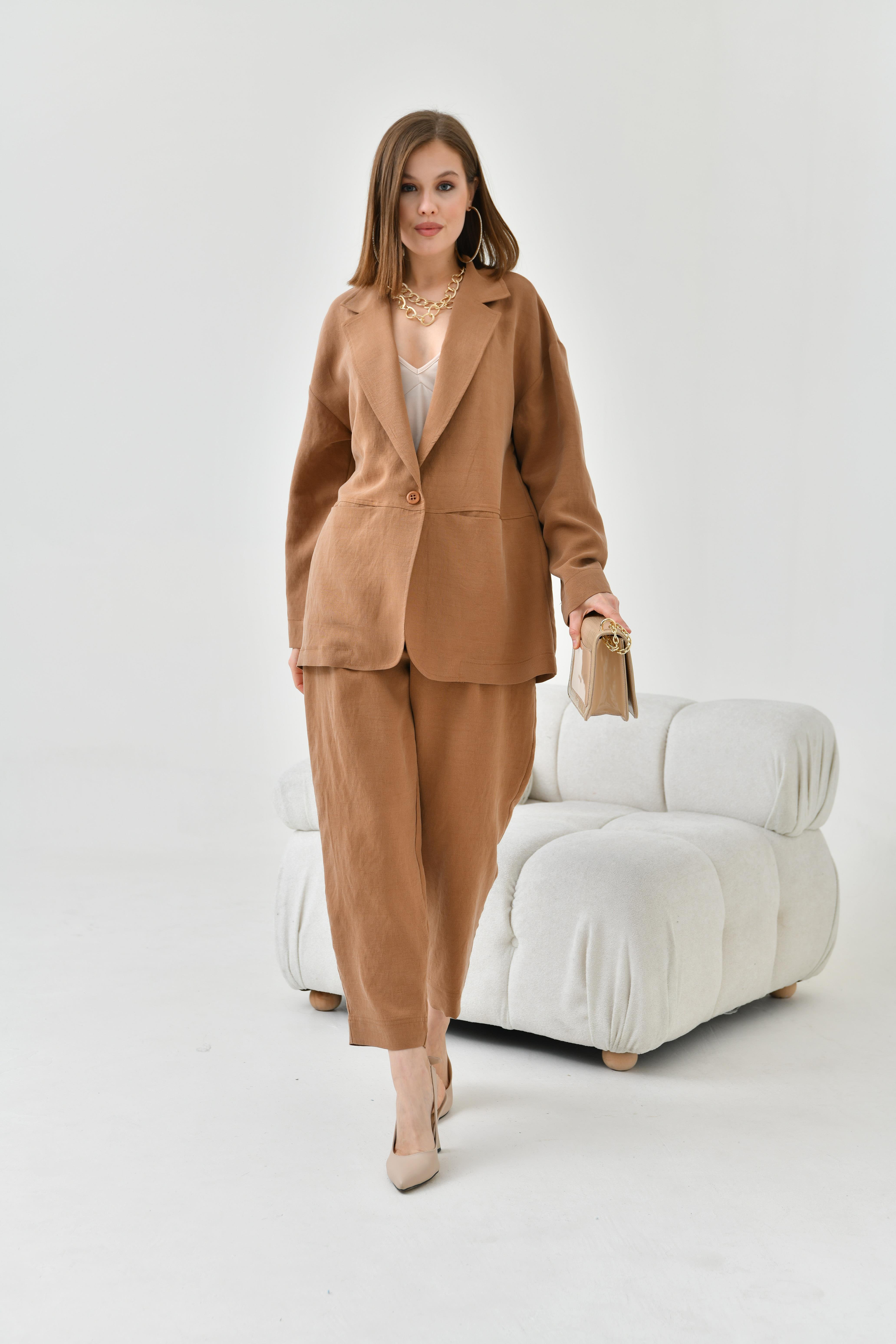 FTZ Women Kadın Begonya Ceketli Takım  Kakao 30777