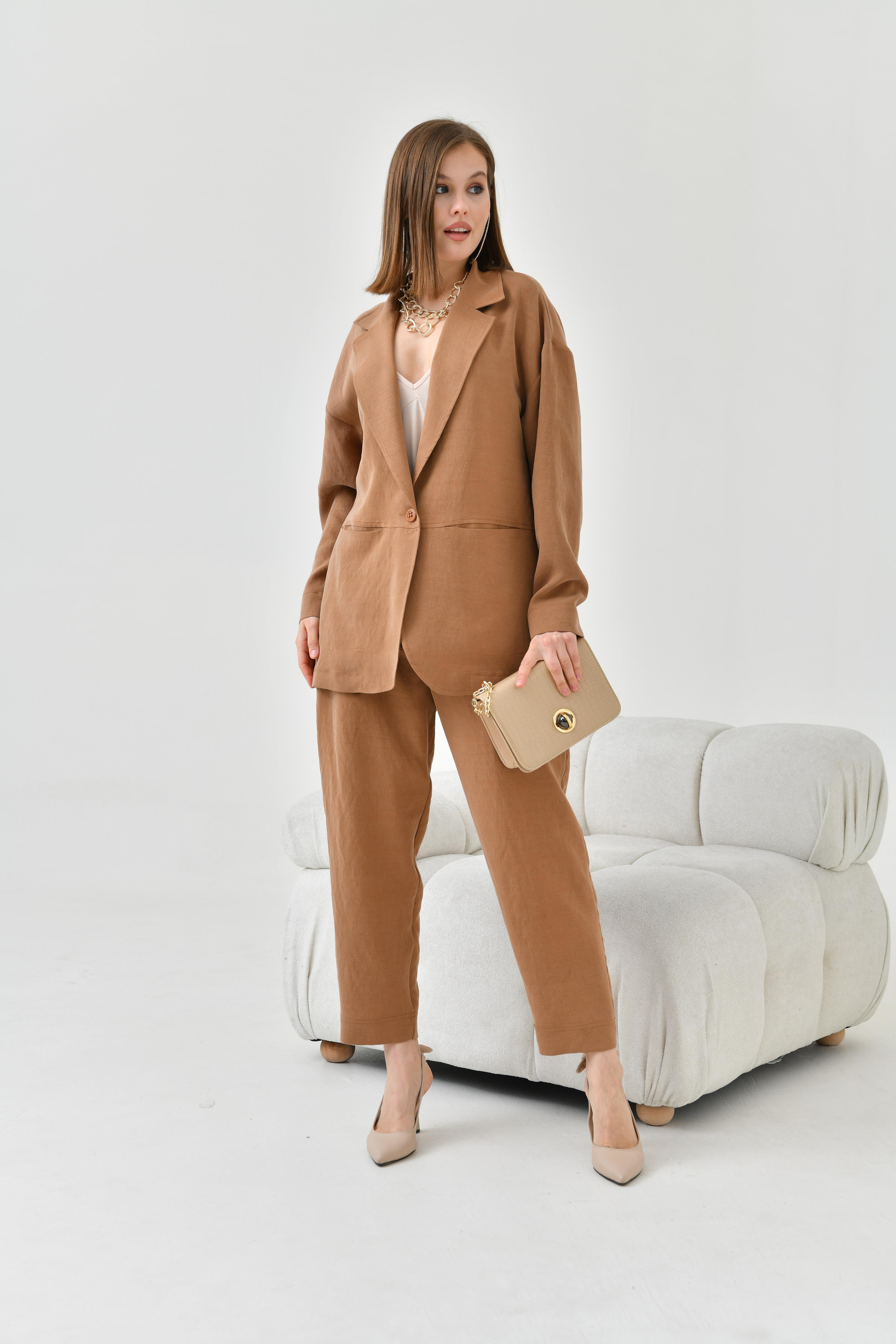 FTZ Women Kadın Begonya Ceketli Takım  Kakao 30777