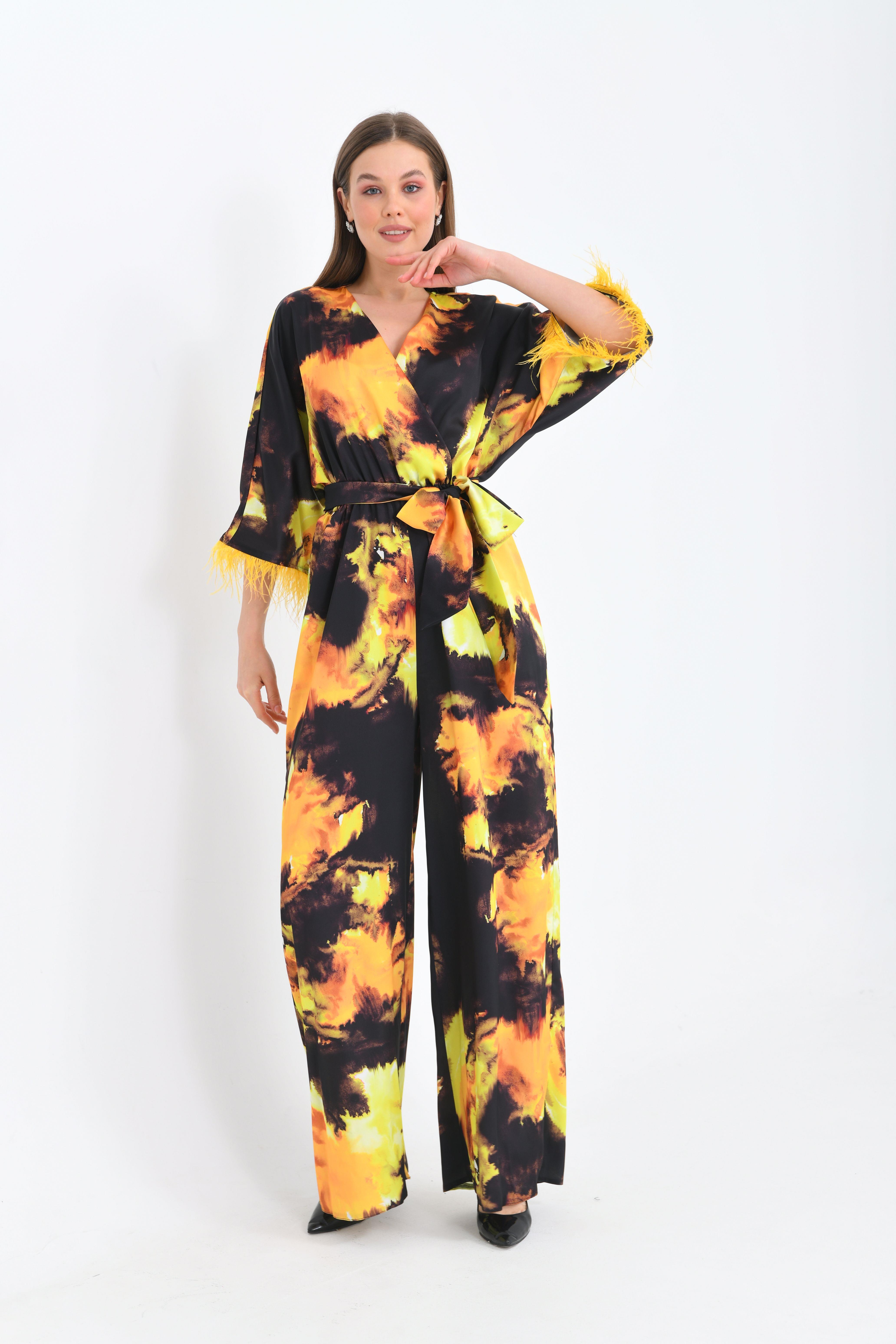 FTZ Women Kadın Kolar Tüğlü Tulum  Sarı 30448