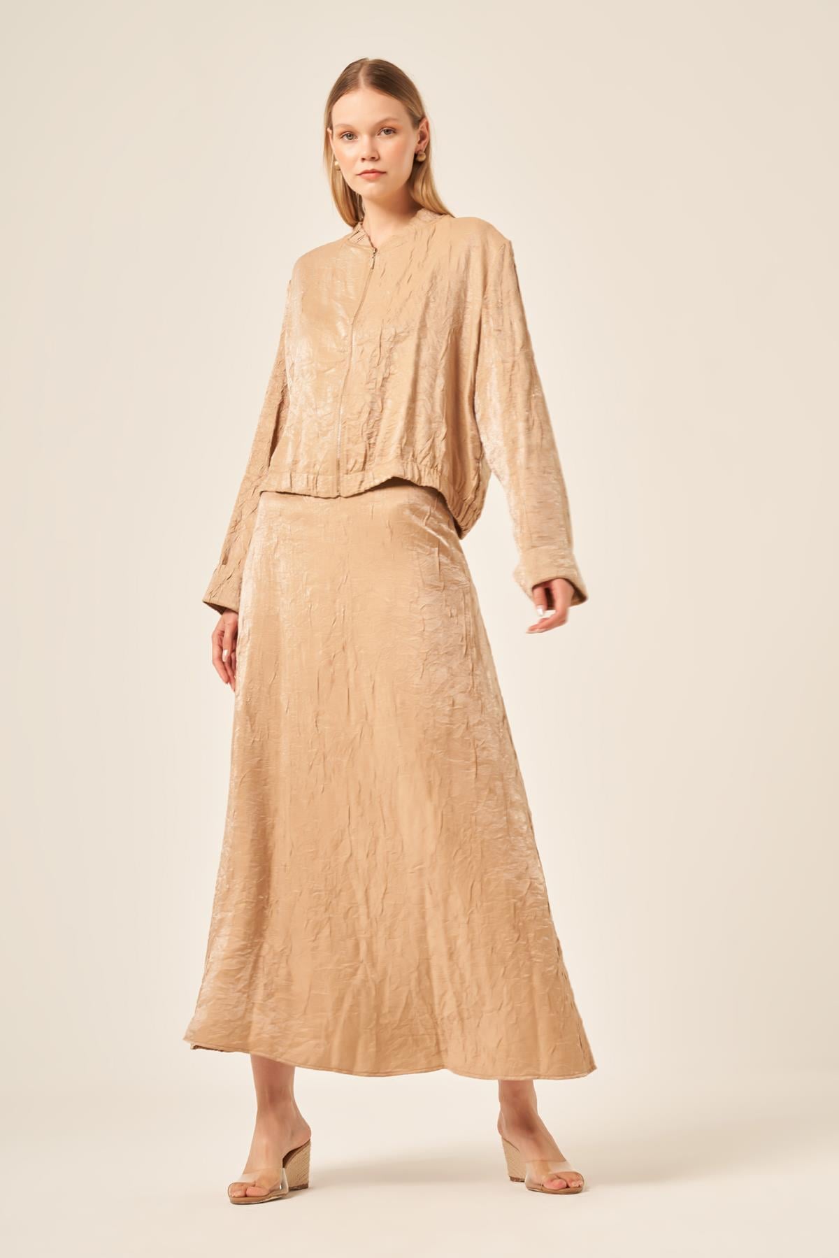 FTZ Women kadın Kraş Etekli Takım  Beige 31171