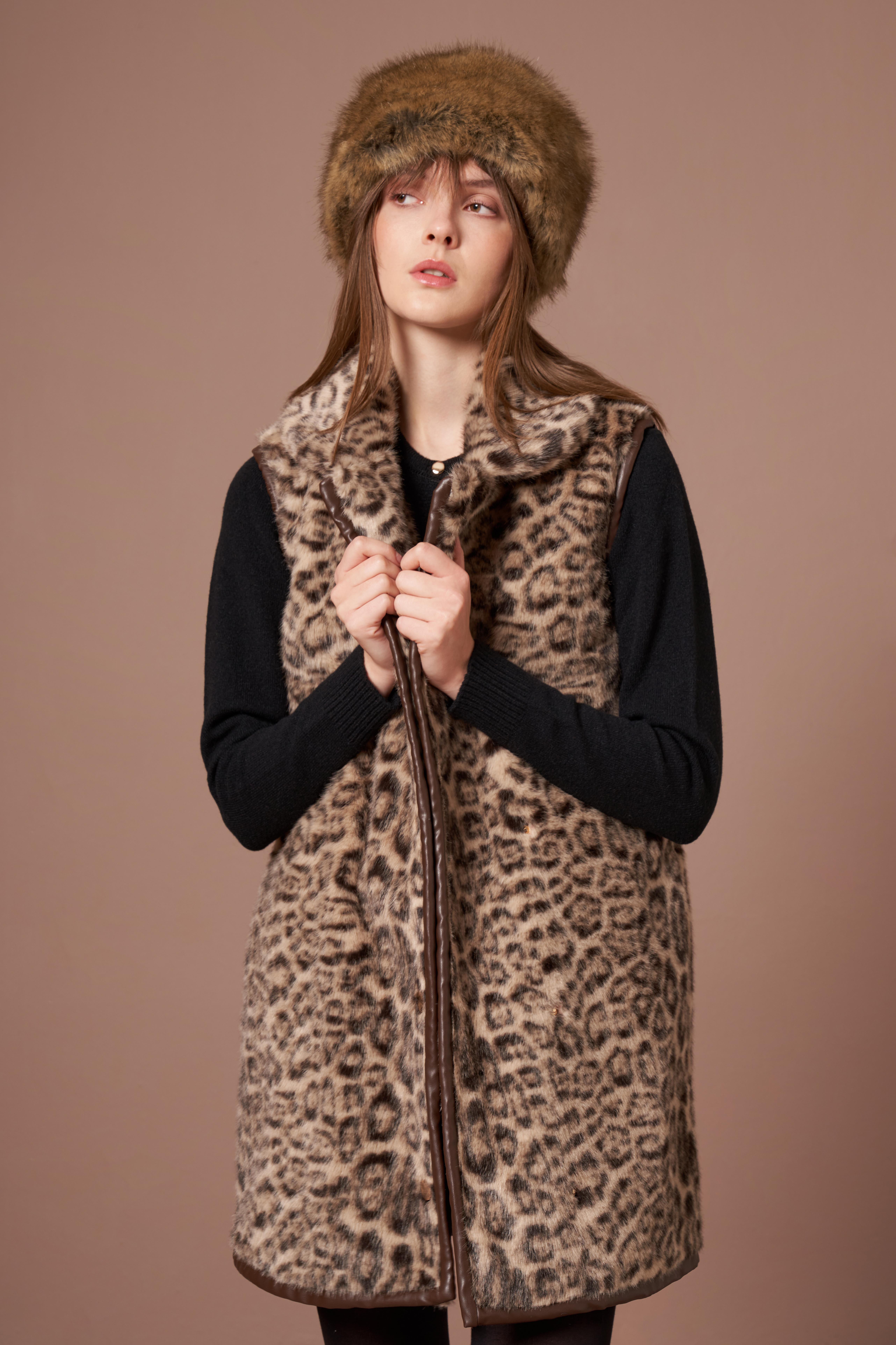 FTZ Women Kadın Leopar Yelek  Beige 31275