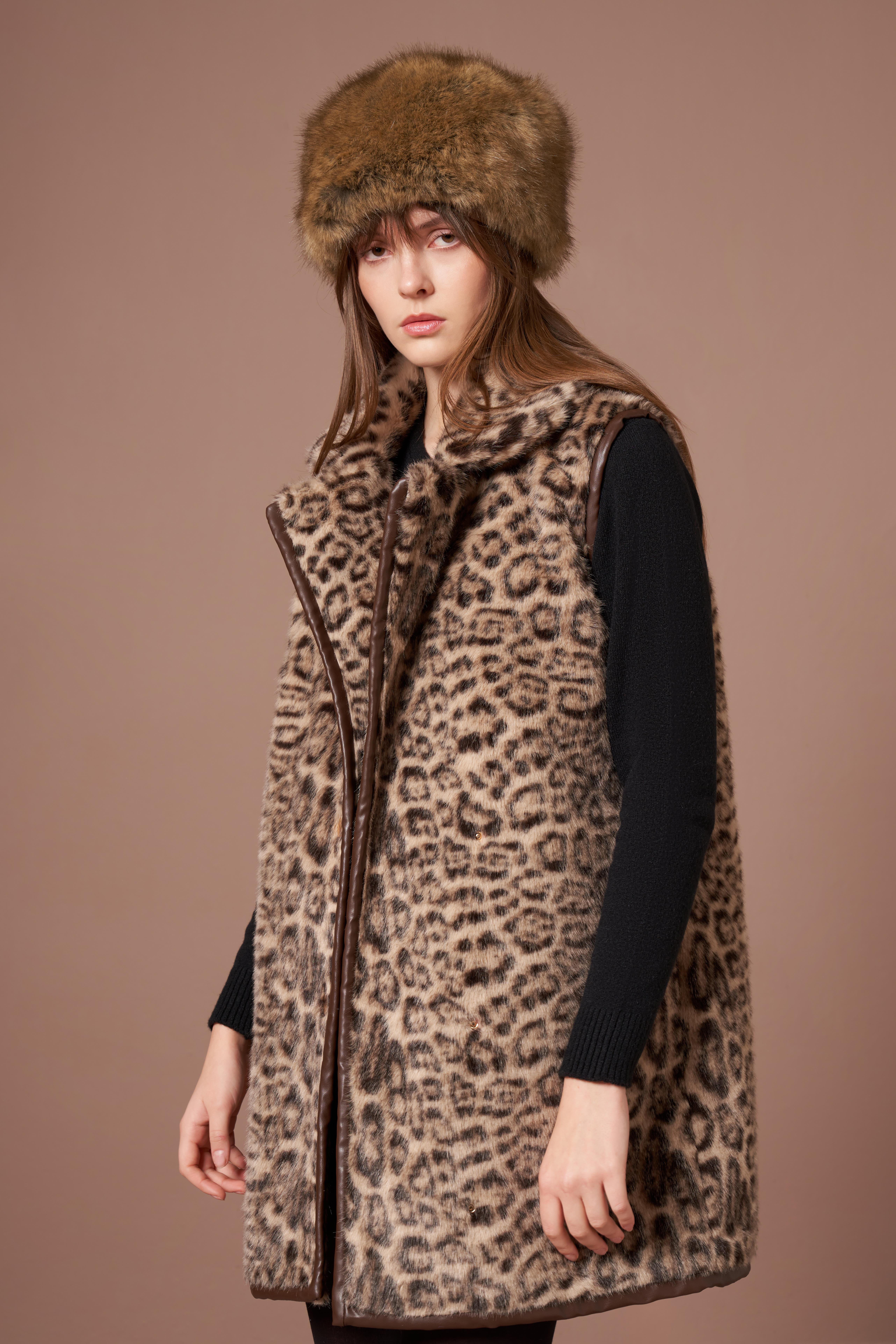 FTZ Women Kadın Leopar Yelek  Beige 31275