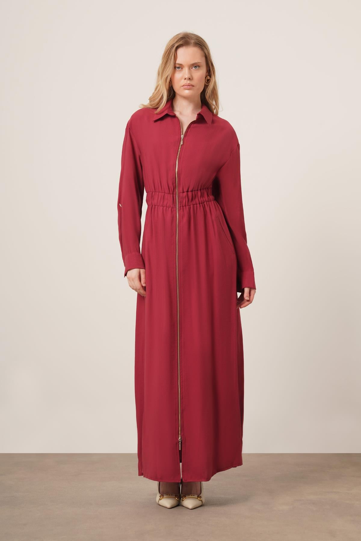 FTZ Women Kadın Modal Elbise  Bordo 31033