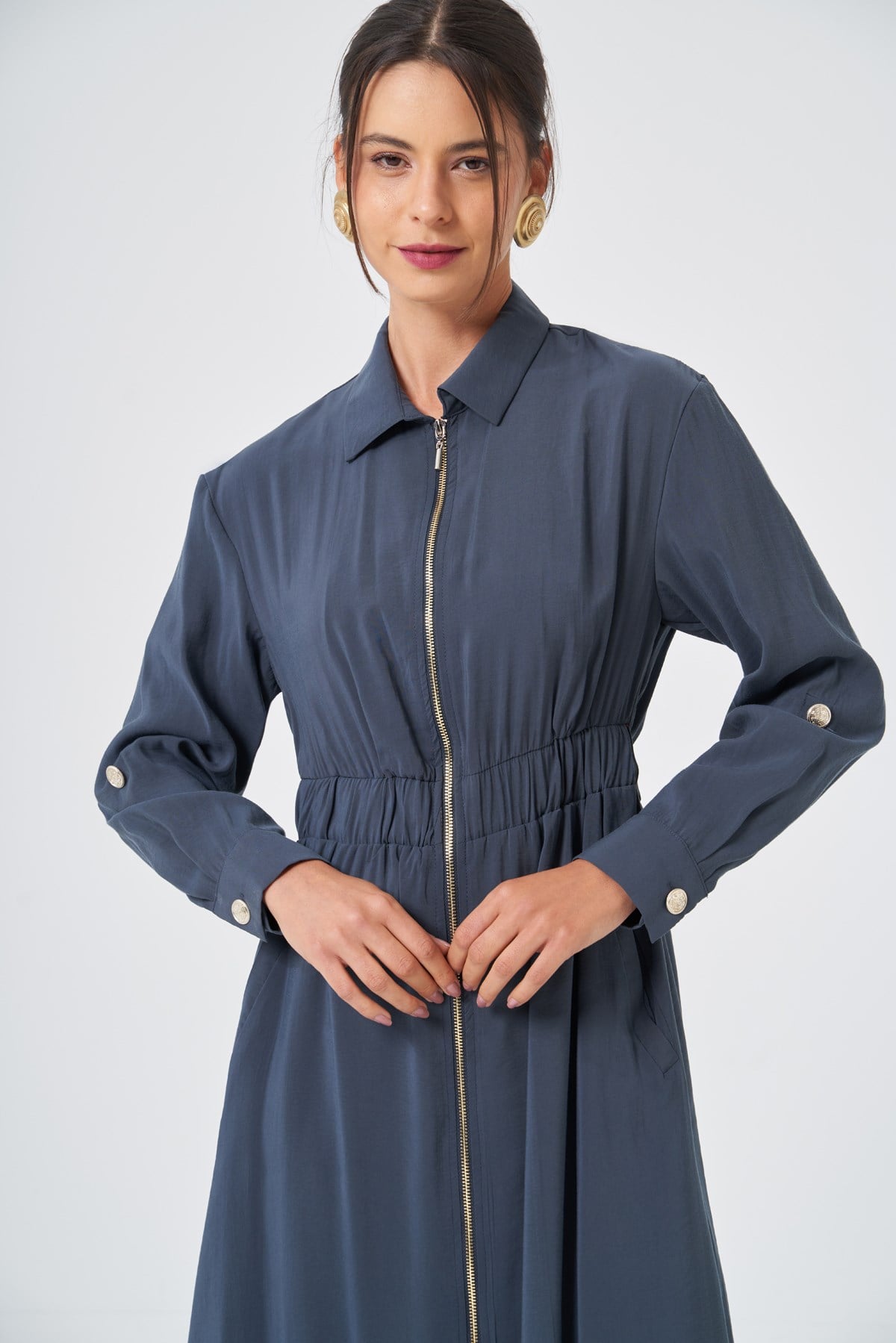 FTZ Women Kadın Modal Elbise  Füme 31033