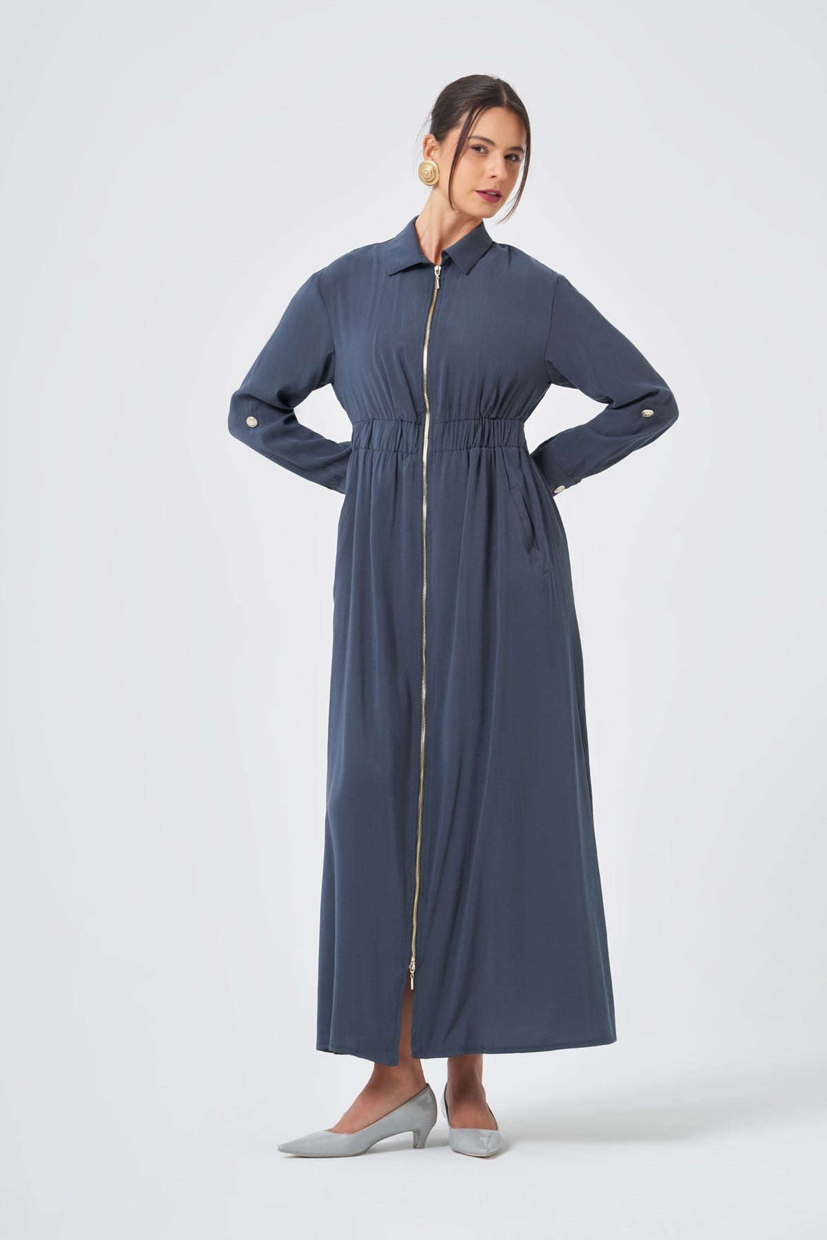 FTZ Women Kadın Modal Elbise  Füme 31033