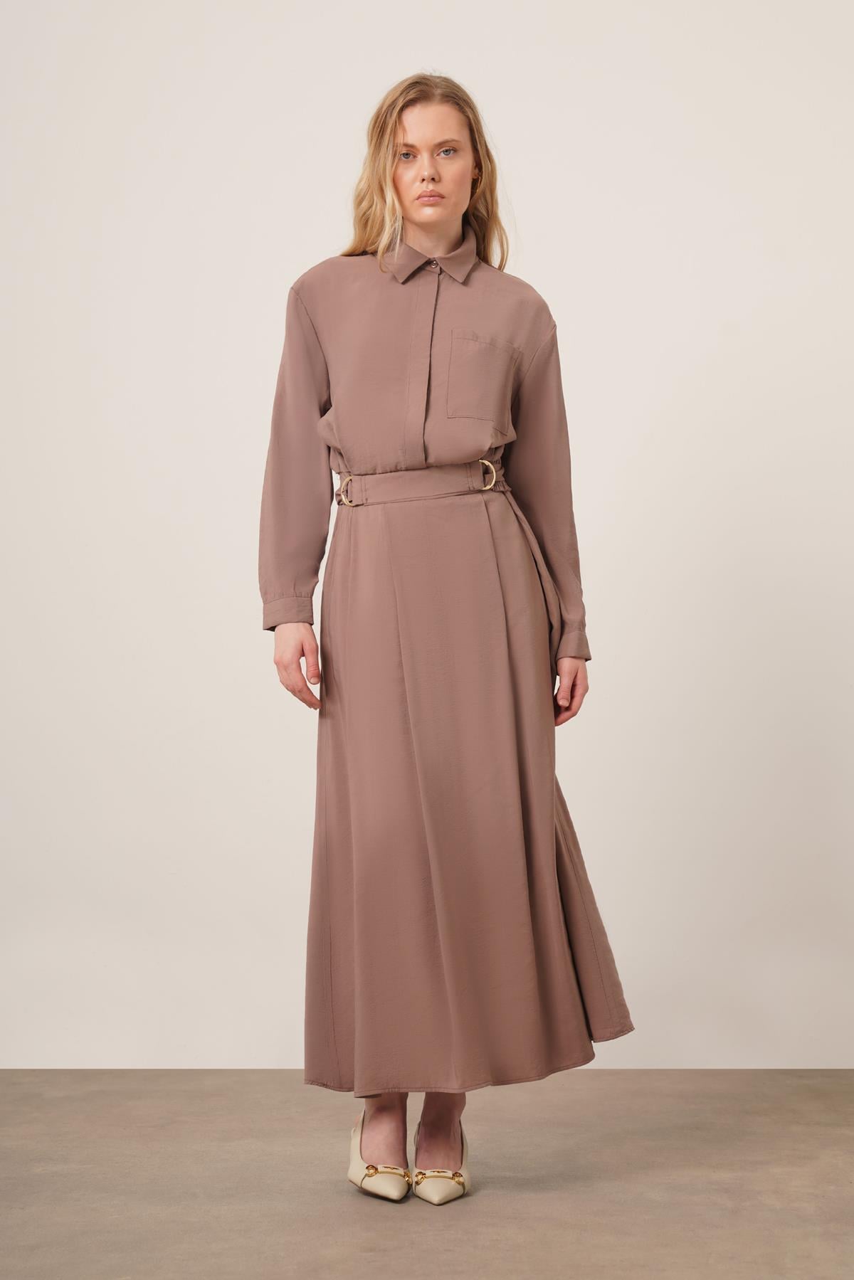FTZ Women Kadın Modal Etekli Takım  Vizon 30714