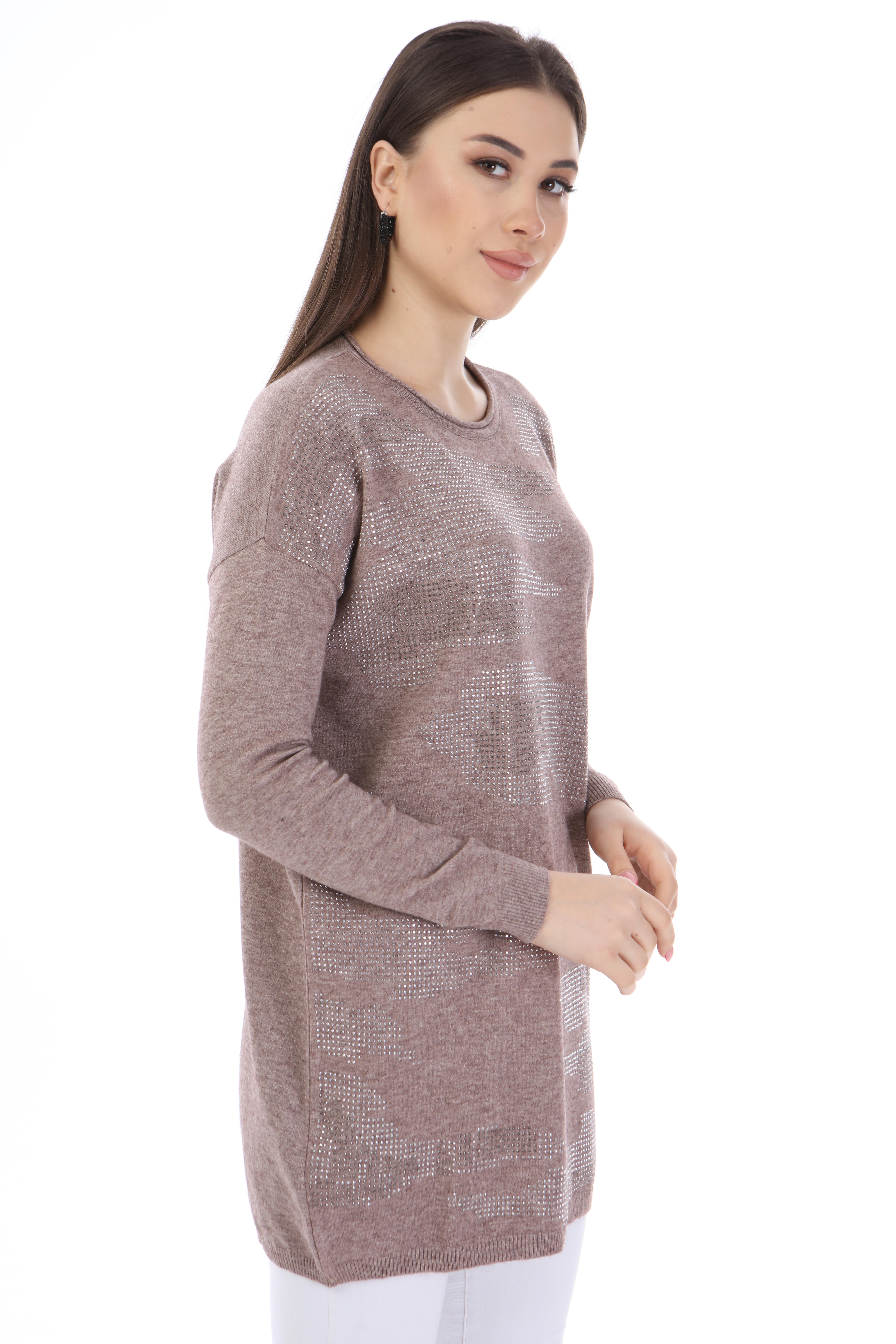 FTZ Women Kadın Önü Taş Detay Triko  Beige 21-1047