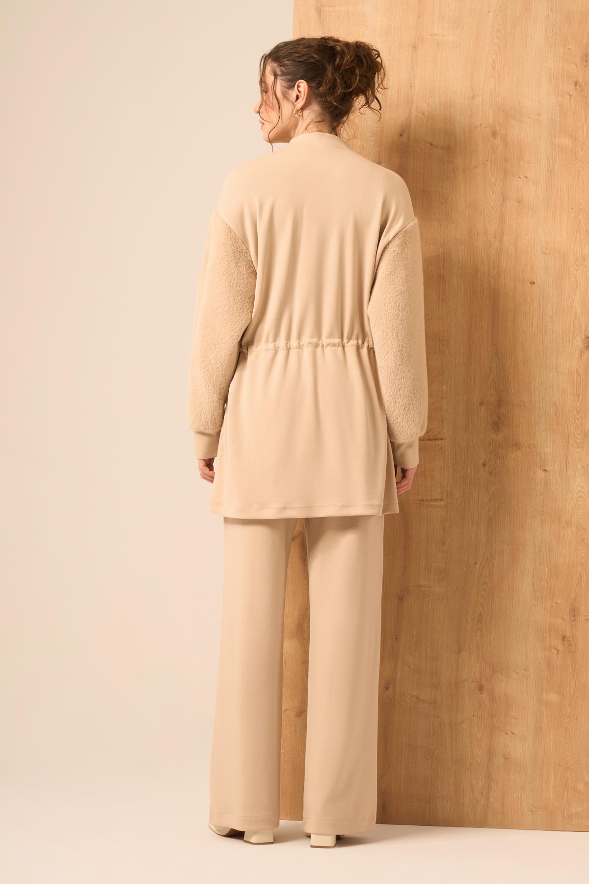 FTZ Women Kadın  Kürk detay Takım  Beige 31221