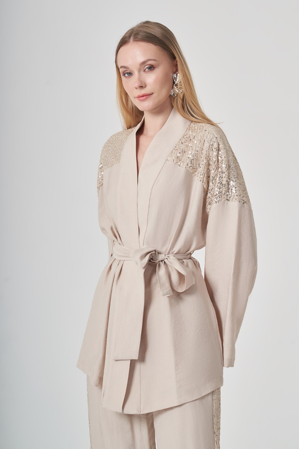 FTZ Women Kadın Payet Detay Takım  Beige 31431