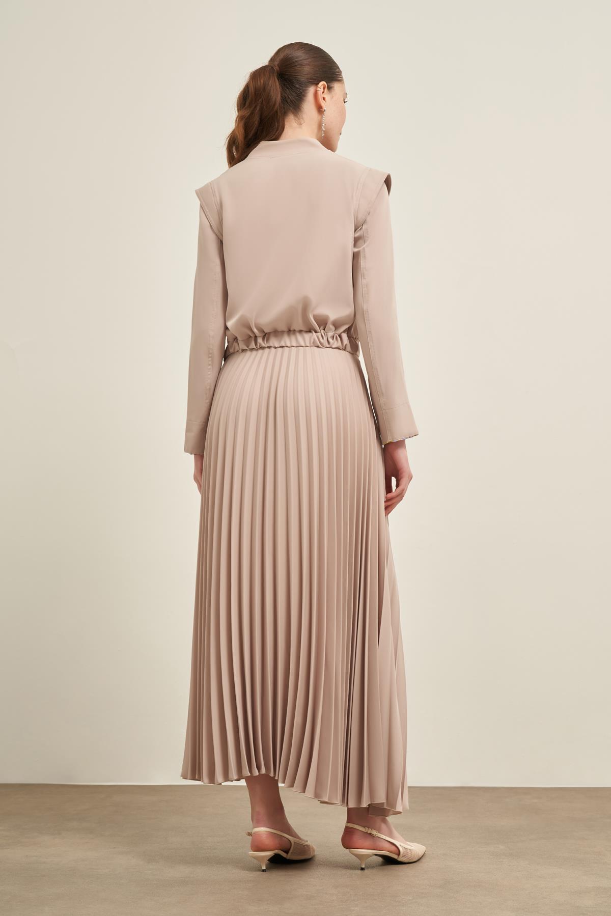 FTZ Women Kadın Plise Etekli Takım  Beige 31024