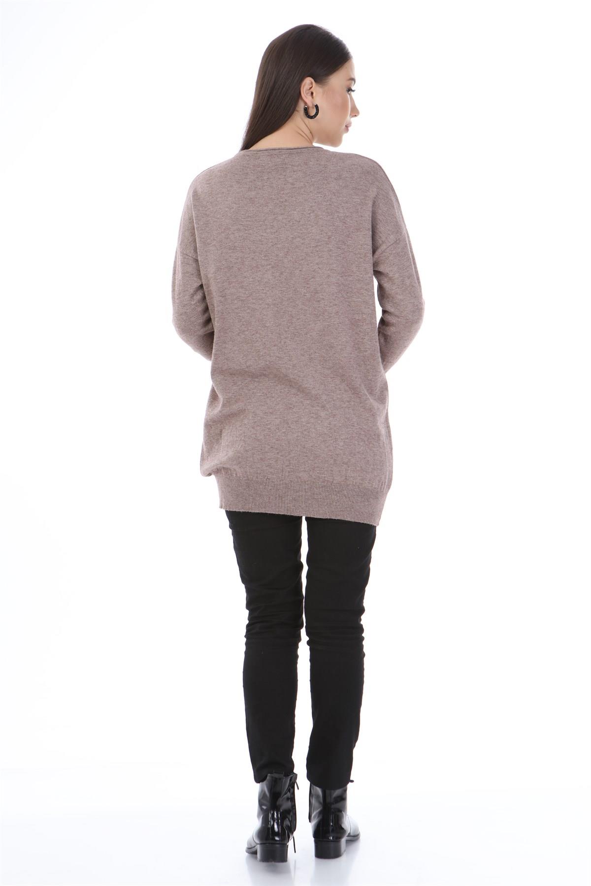 FTZ Women Kadın Pul Payet Triko  Beige 21-1320