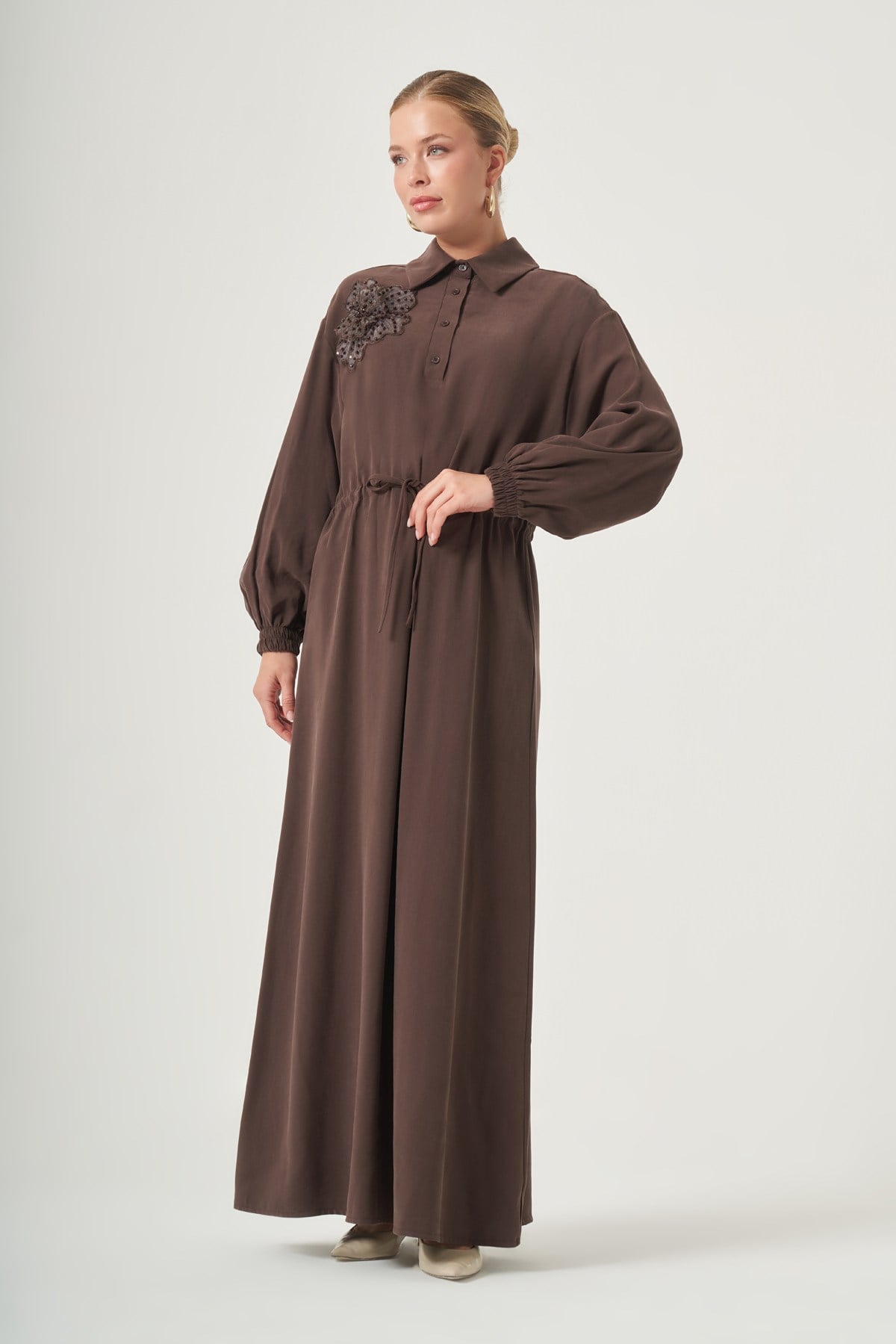 FTZ Women Kadın Rahat Kalıp Elbise  Kahve 31556