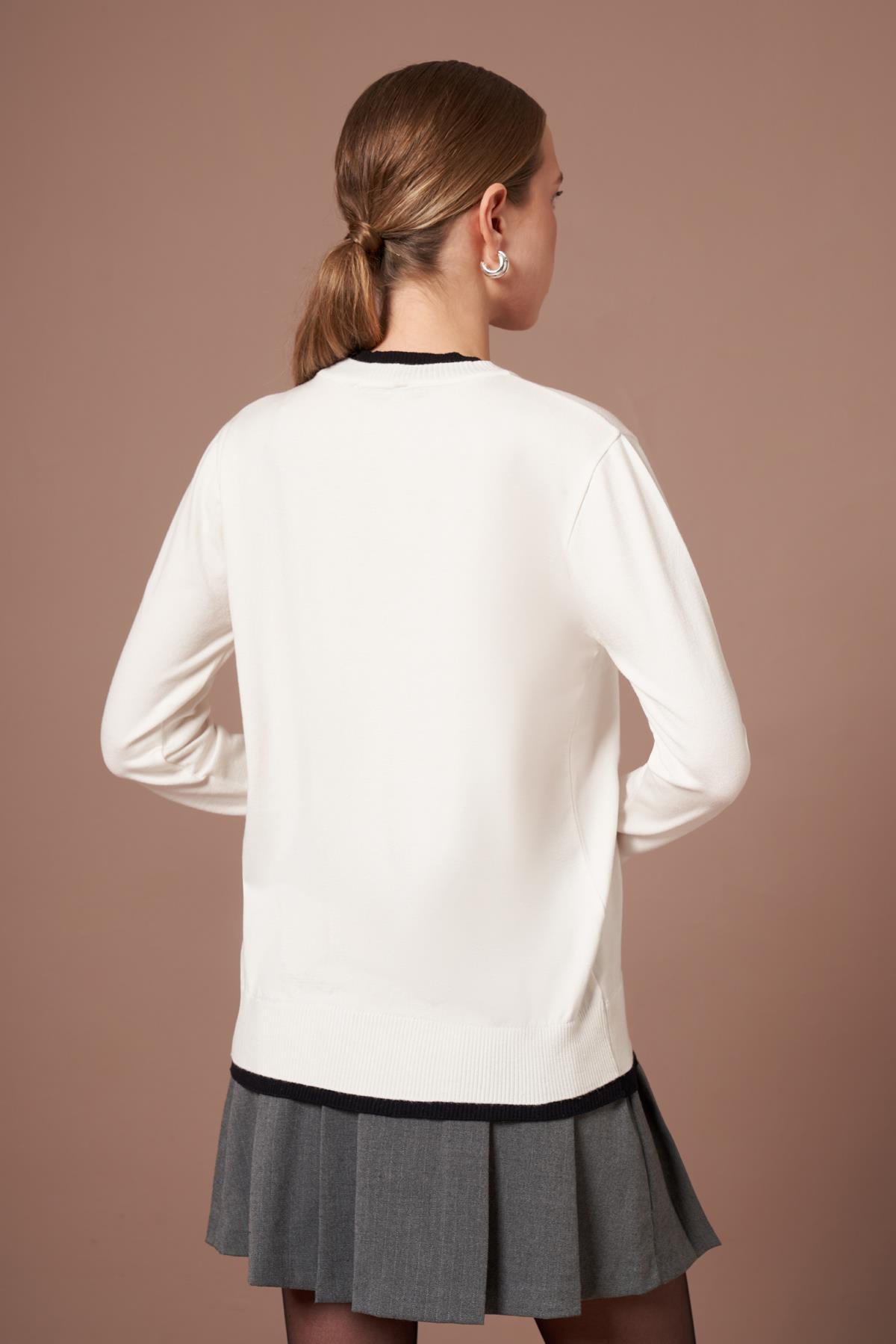 FTZ Women Kadın Ribana Detaylı Kazak  Ekru 25290