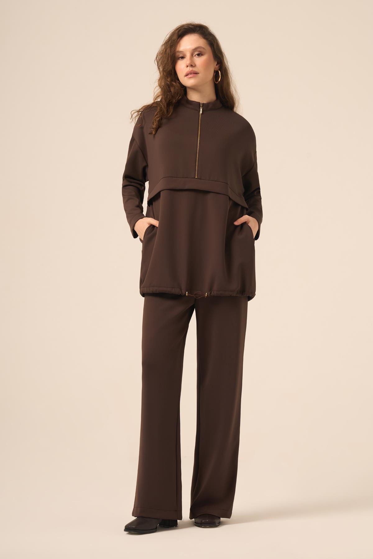 FTZ Women Kadın Royal Pantolonlu Takım  Kahve 31271