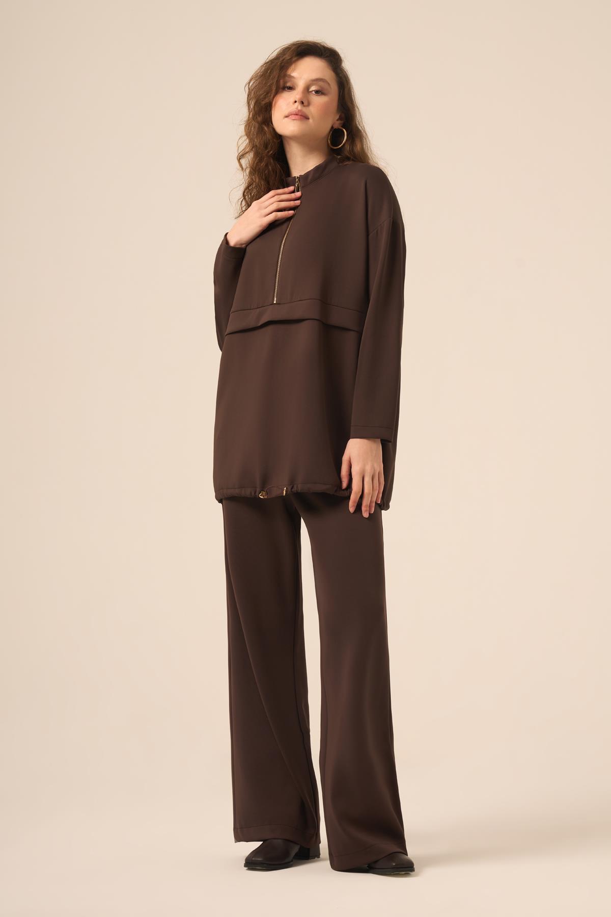 FTZ Women Kadın Royal Pantolonlu Takım  Kahve 31271