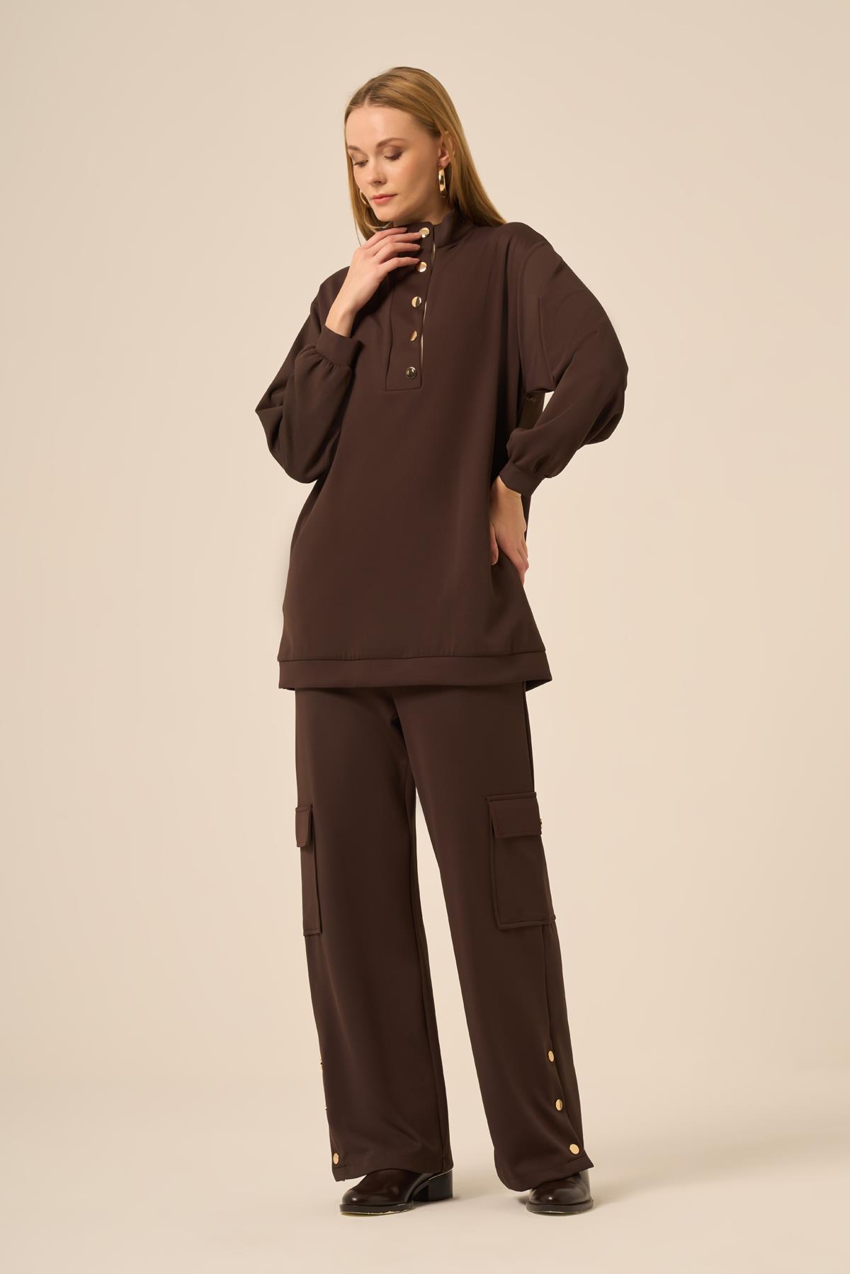 FTZ Women Kadın Royal Pantolonlu Takım  Kahve 31272
