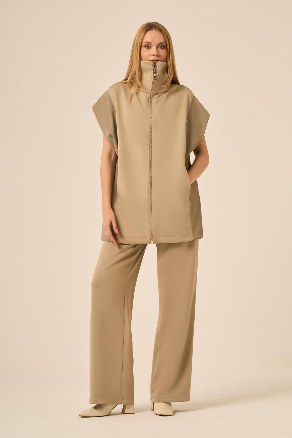 FTZ Women Kadın Scuba Spandex Takım  Beige 31277