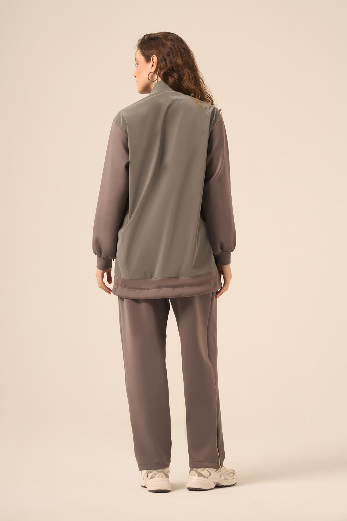 FTZ Women Kadın Scuba Spandex Takım  Gri 31266