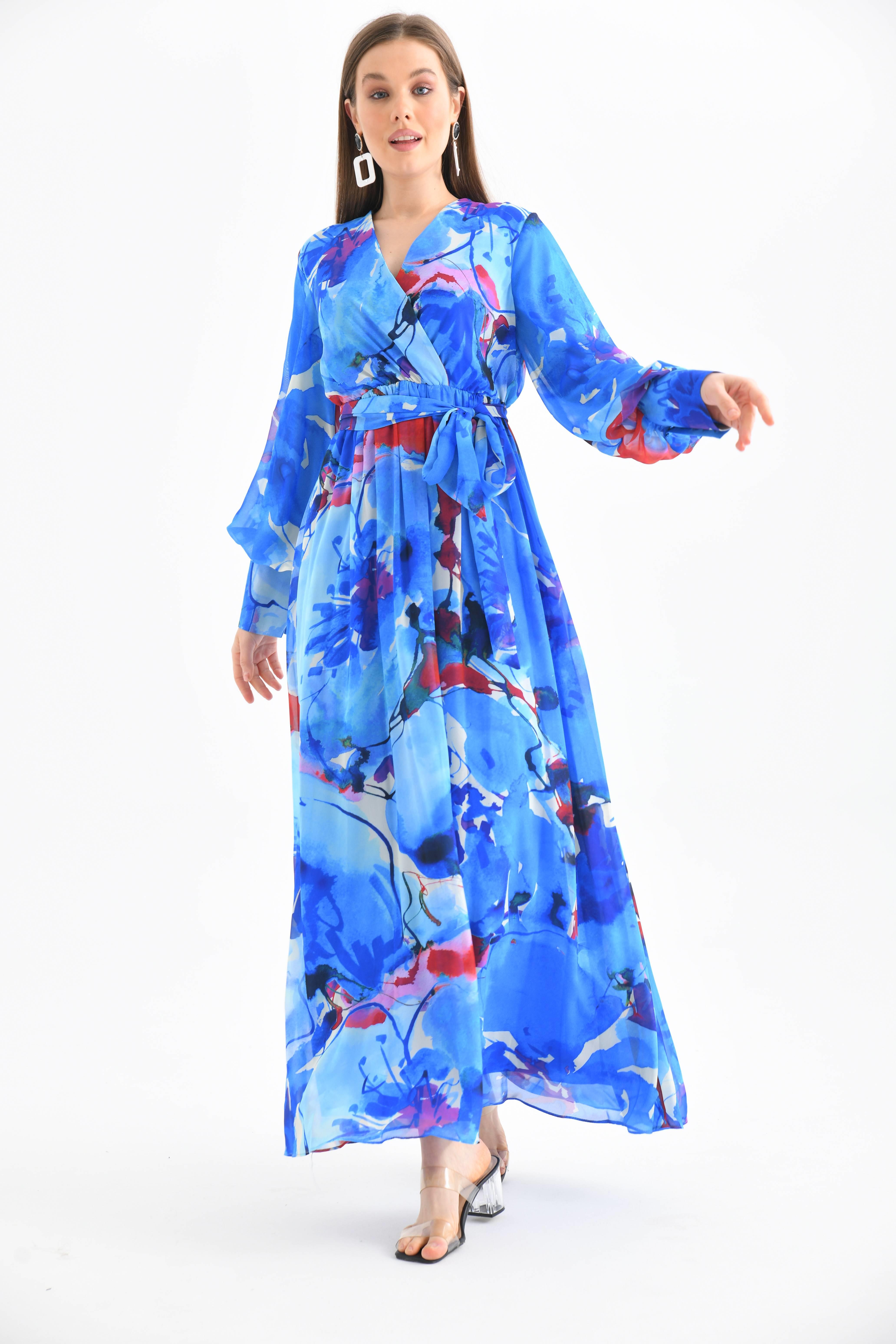 FTZ Women Kadın Şifon Elbise  Mavi 30405
