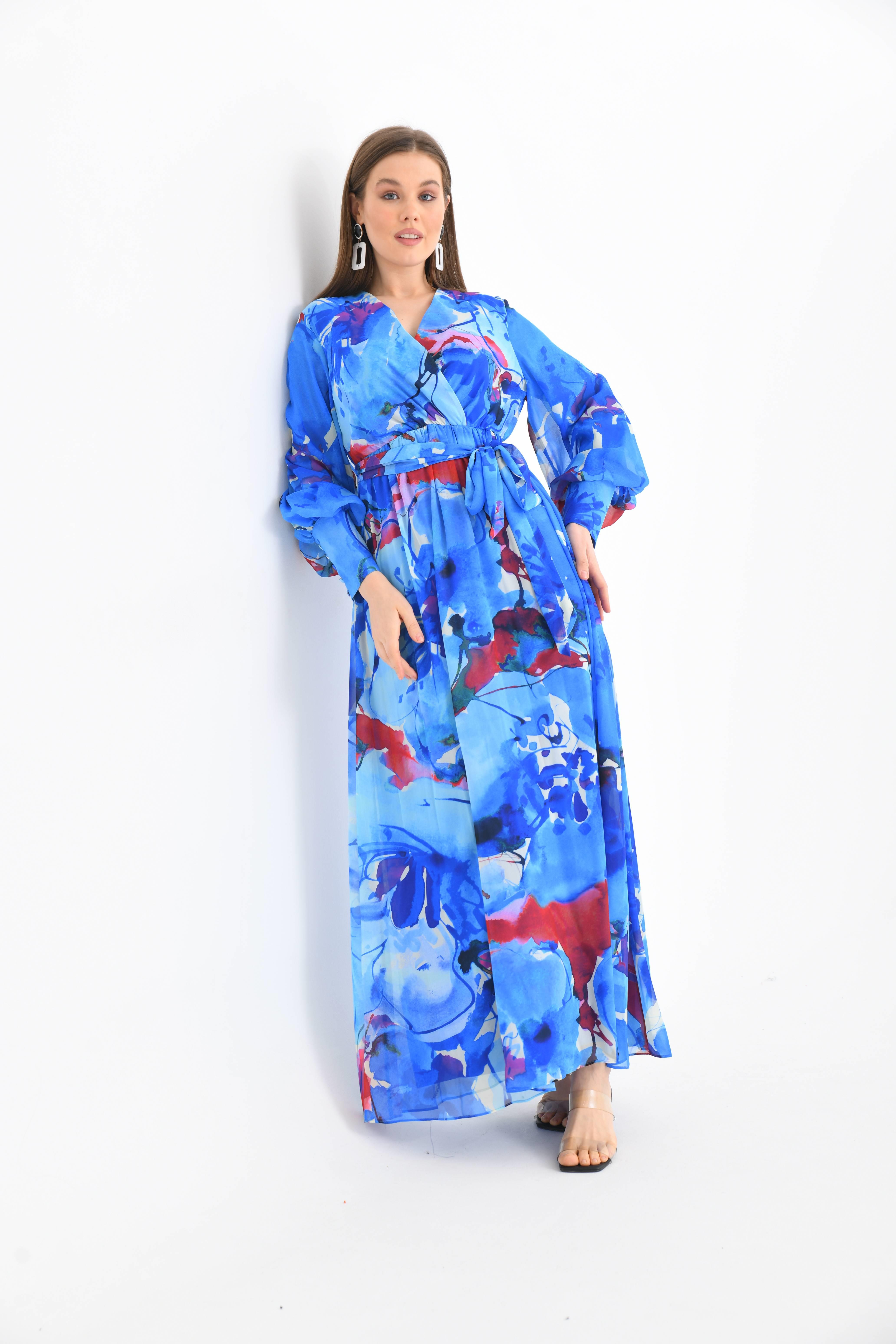 FTZ Women Kadın Şifon Elbise  Mavi 30405