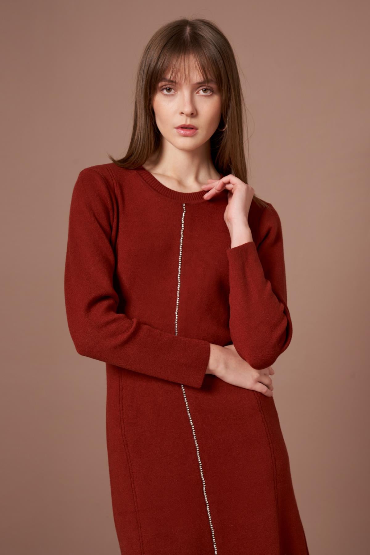 FTZ Women Kadın Taş Detay Elbise  Kiremit 25253