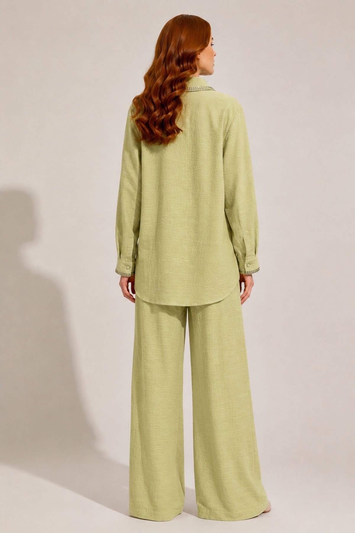 FTZ Women Kadın Taş Detay Keten Takım  Mint 31396