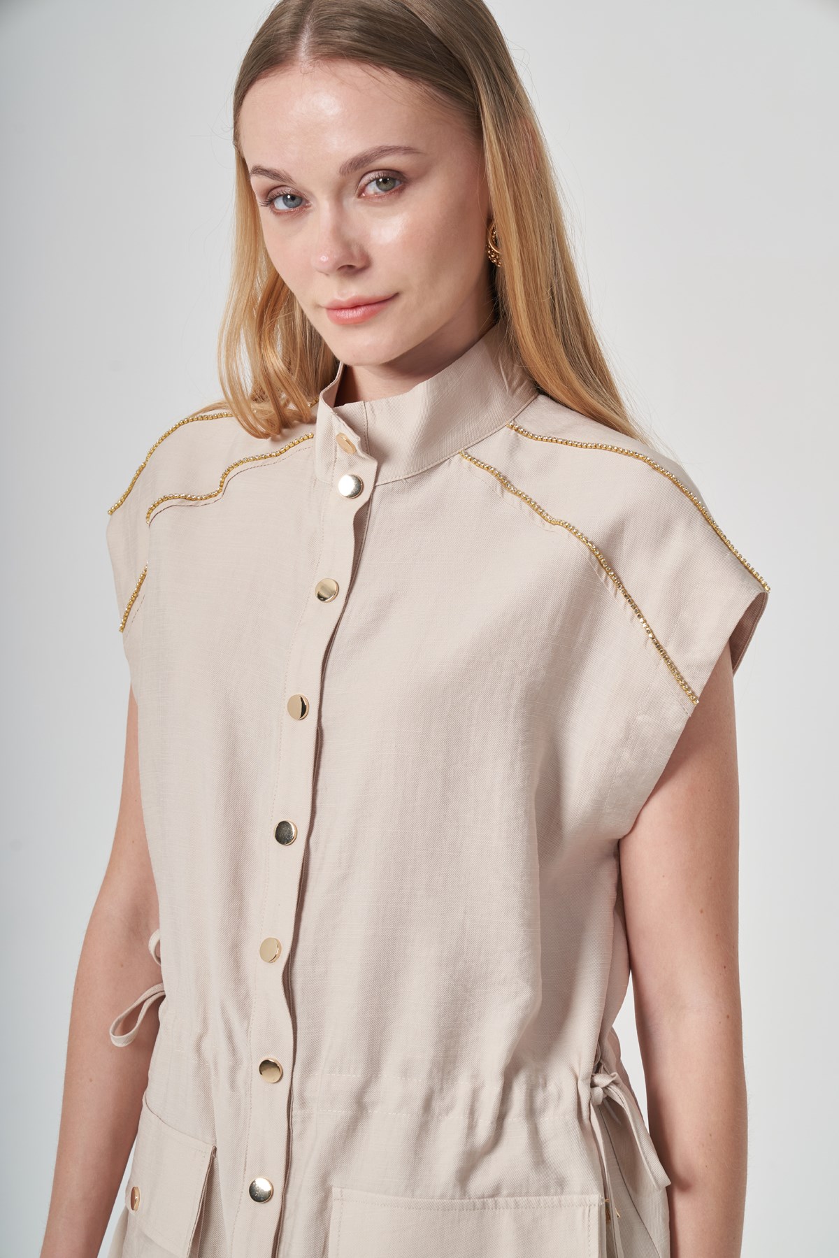 FTZ Women Kadın Tulipa Yelekli Takım  Beige 31429