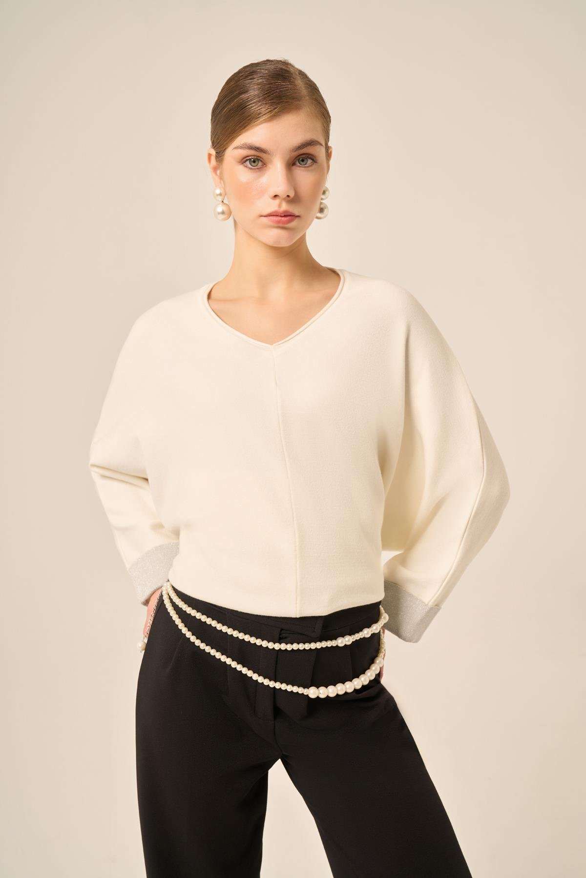 FTZ Women Kadın Yarasa Kesim Tunik  Ekru 20724