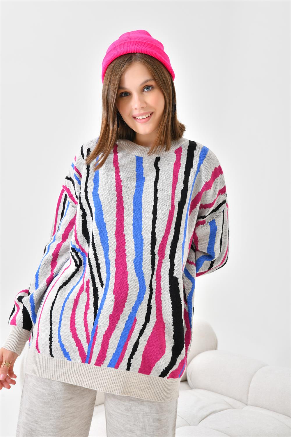 FTZ Women Kadın Zebra Desen İkili Takım  Taş 20503